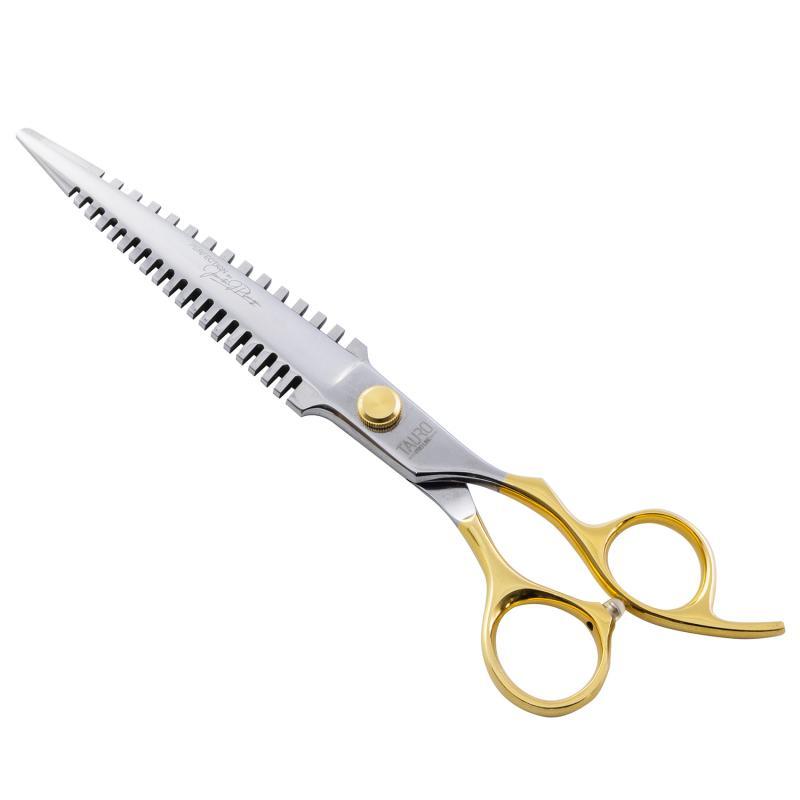 Tauro Pro Line Multifunctional Cutting & Filing Scissors with Case - 19cm Professional Hairdressing Shears for Salon & Home Use - Janita Plunge Perfection Line Styling Tool