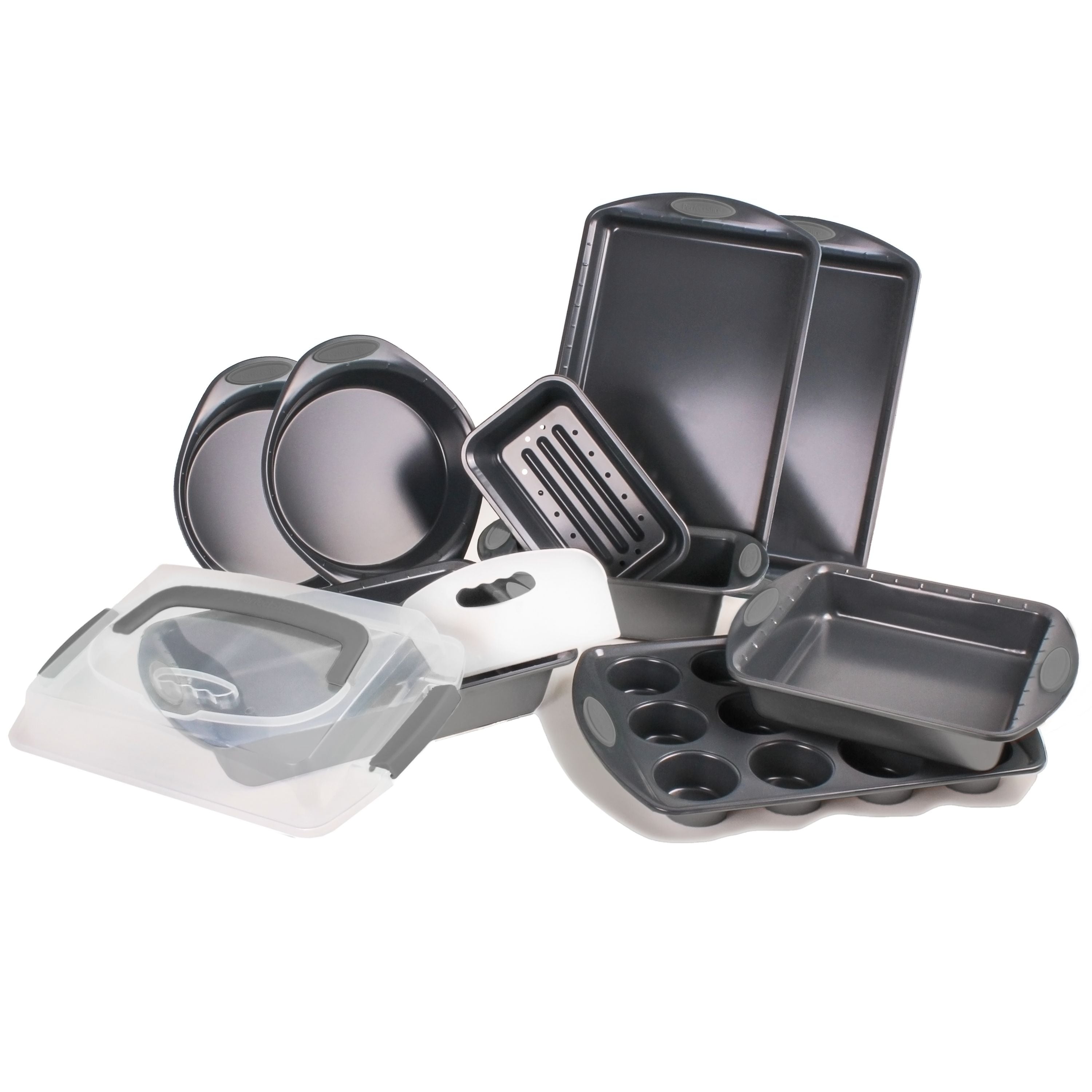 BergHOFF 11-Piece Perfect Slice Bakeware Set - Nonstick Grey Baking Pans for Cakes, Pies & Desserts | Ideal for Home Bakers & Professional Kitchens