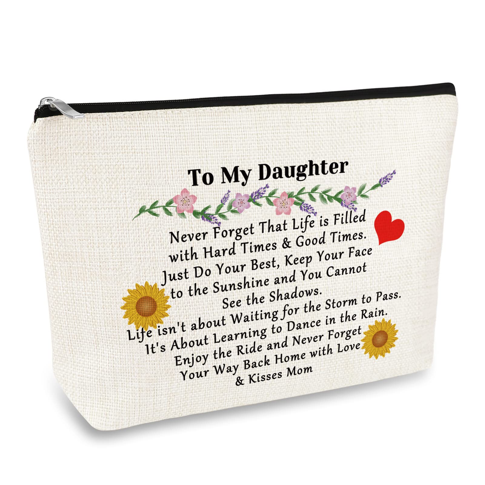 Personalized Makeup Bag for Daughter - Inspirational Cosmetic Travel Pouch from Mom & Dad - Perfect Christmas, Birthday, Graduation, Wedding & Bridal Shower Gift for Adult Daughter - Ideal for Daily Use, Travel & Special Occasions