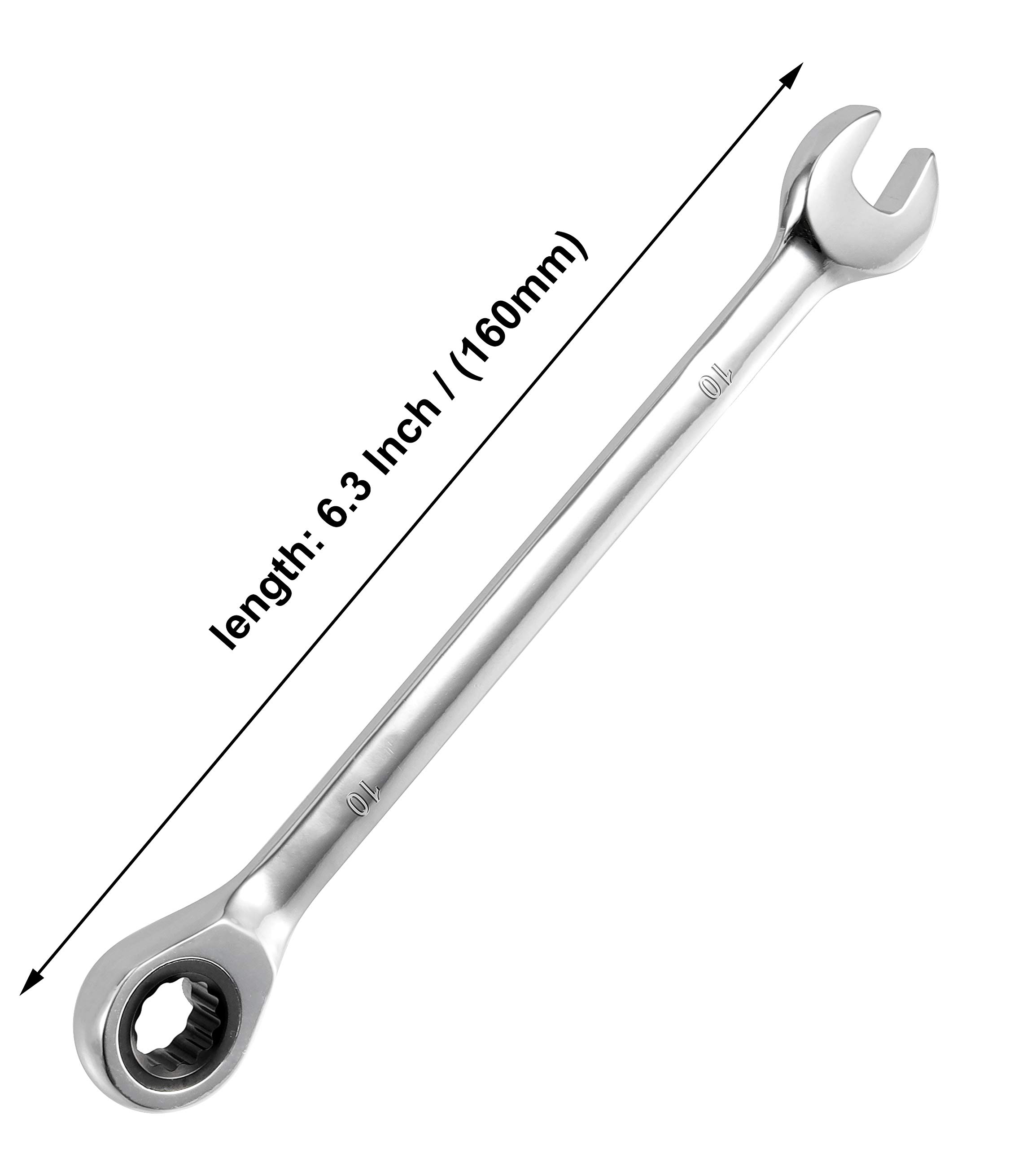 2-Piece 10mm Ratchet Wrench Set with Combination Wrench - 5° Swing Arc & 72-Tooth Gear for Tight Spaces - Ideal for Automotive Repair, Plumbing, and DIY Projects