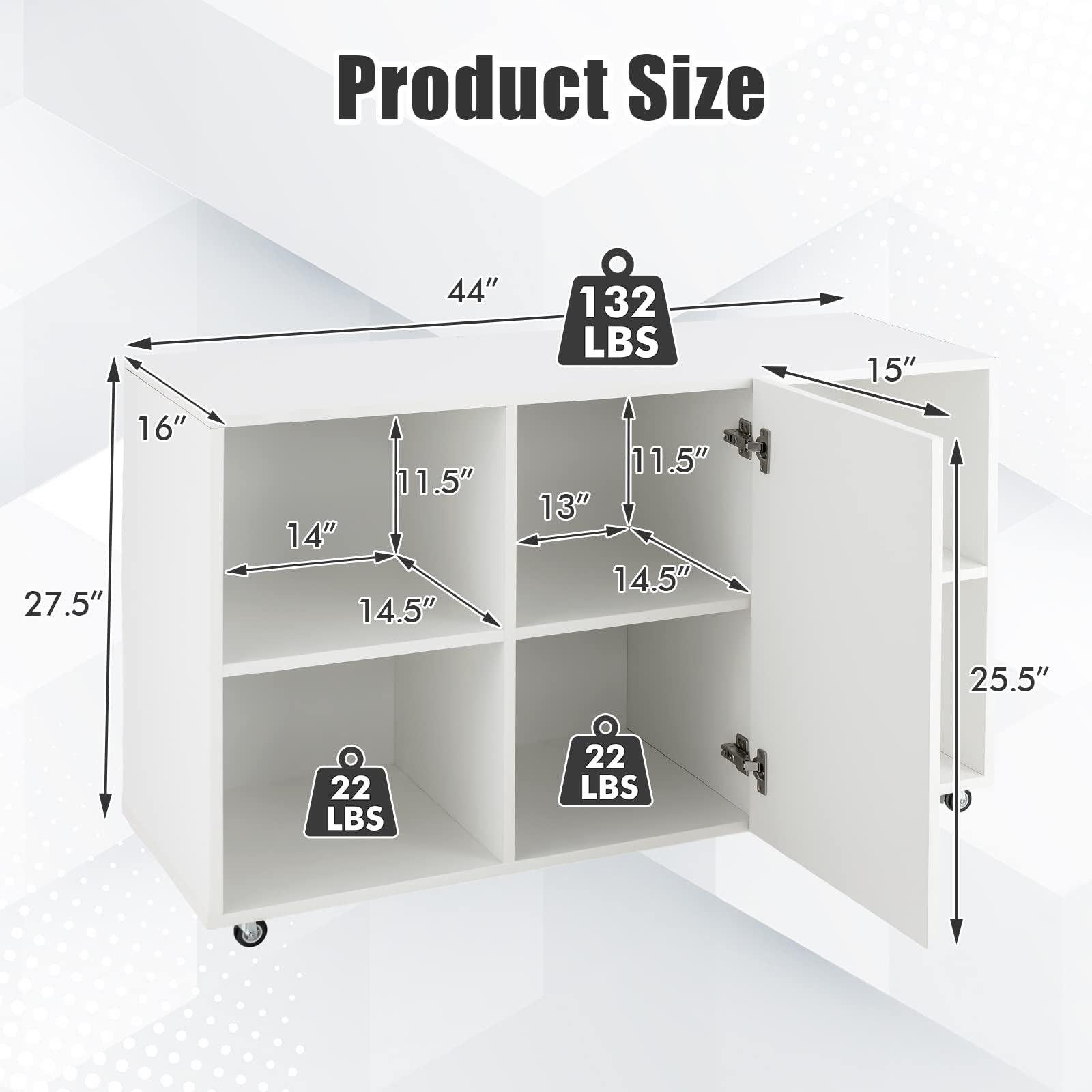 Giantex 4-Drawer Lateral File Cabinet with Lockable Wheels & Shelf - Mobile Storage Organizer for Office, Home, Under Desk Printer Stand - White - Perfect for Document Storage & Workspace Organization