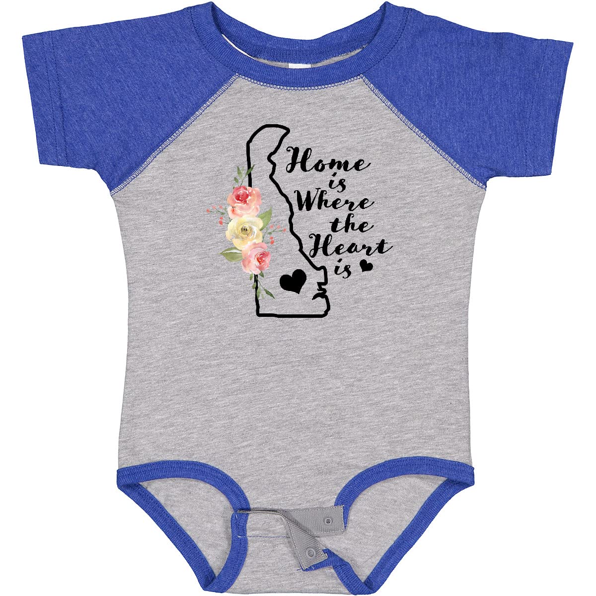 Inktastic Delaware Home is Where The Heart is Watercolor Baby Bodysuit - Soft Cotton Onesie for Newborns & Infants - Perfect for Family Photos, Holidays & Everyday Wear