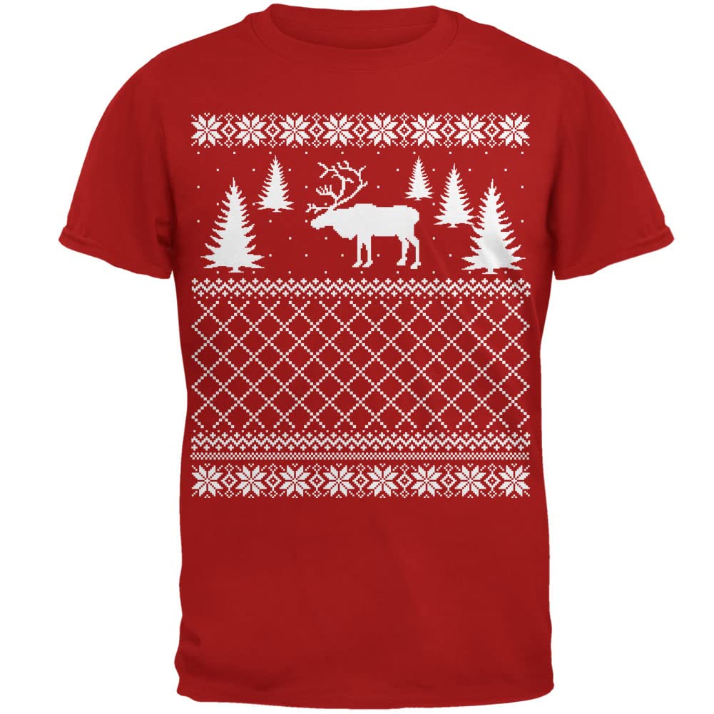 Funny Elk Deer Christmas Holiday T-Shirts for Men - Animal World Xmas Tees, Ugly Christmas Sweater Alternative - Perfect for Holiday Parties & Festive Family Gatherings