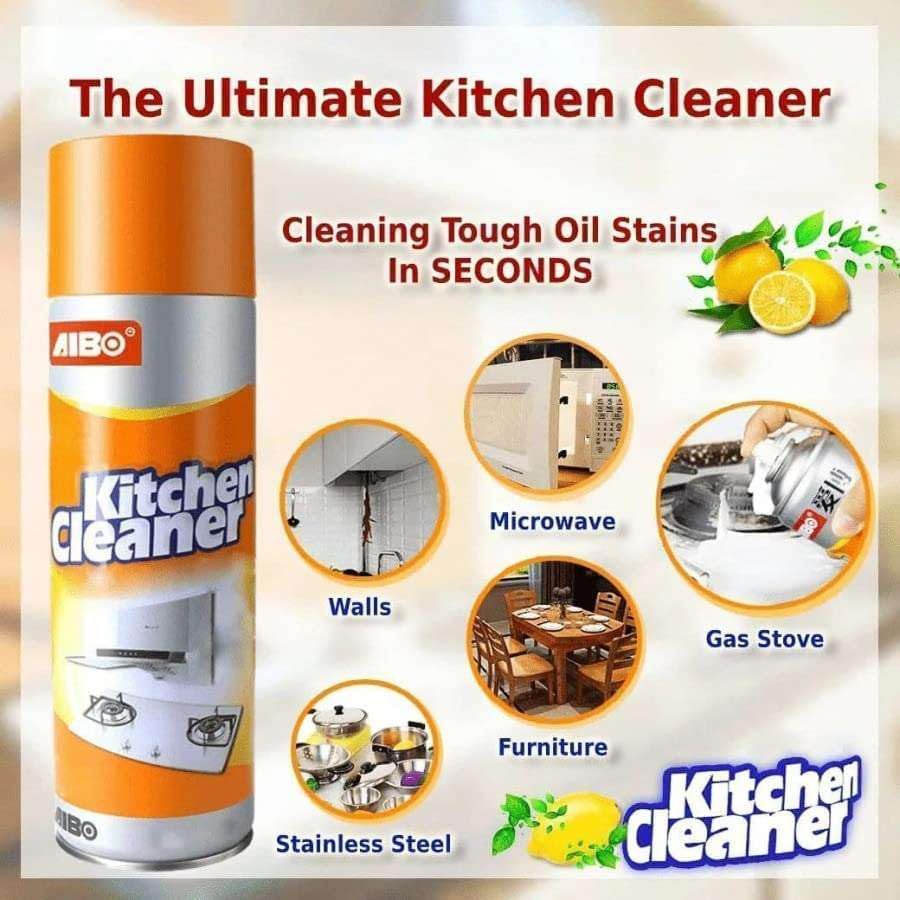 Non-Toxic Kitchen Cleaner Spray - Powerful Oil & Grease Remover for Stove, Chimney & Gas Stoves | Non-Flammable Degreaser with 6 Scrub Pads | Perfect for Deep Cleaning Cooktops, Range Hoods & Kitchen Surfaces