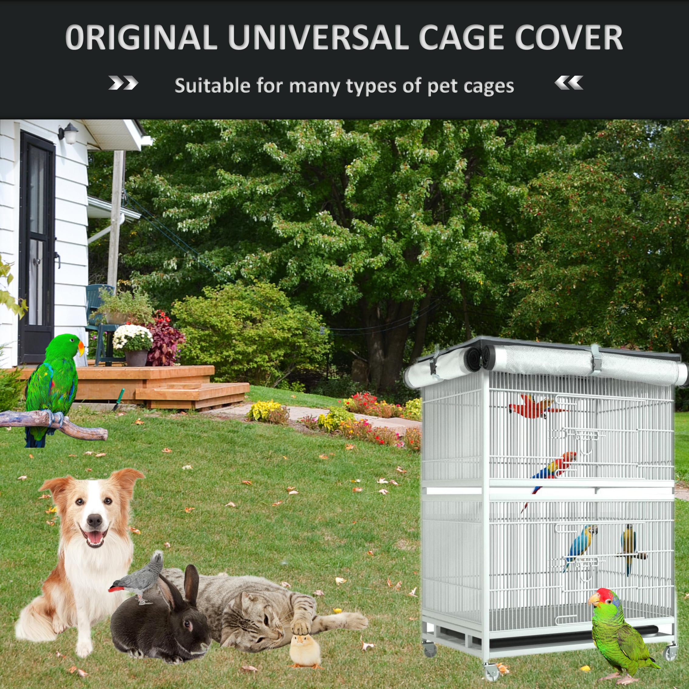 Universal Large Bird Cage Cover 32x21x46 Inches - Breathable Nighttime Bird Cage Cover for Parrots, Cockatiels & Macaws | Perfect for Sleep, Travel & Indoor Use