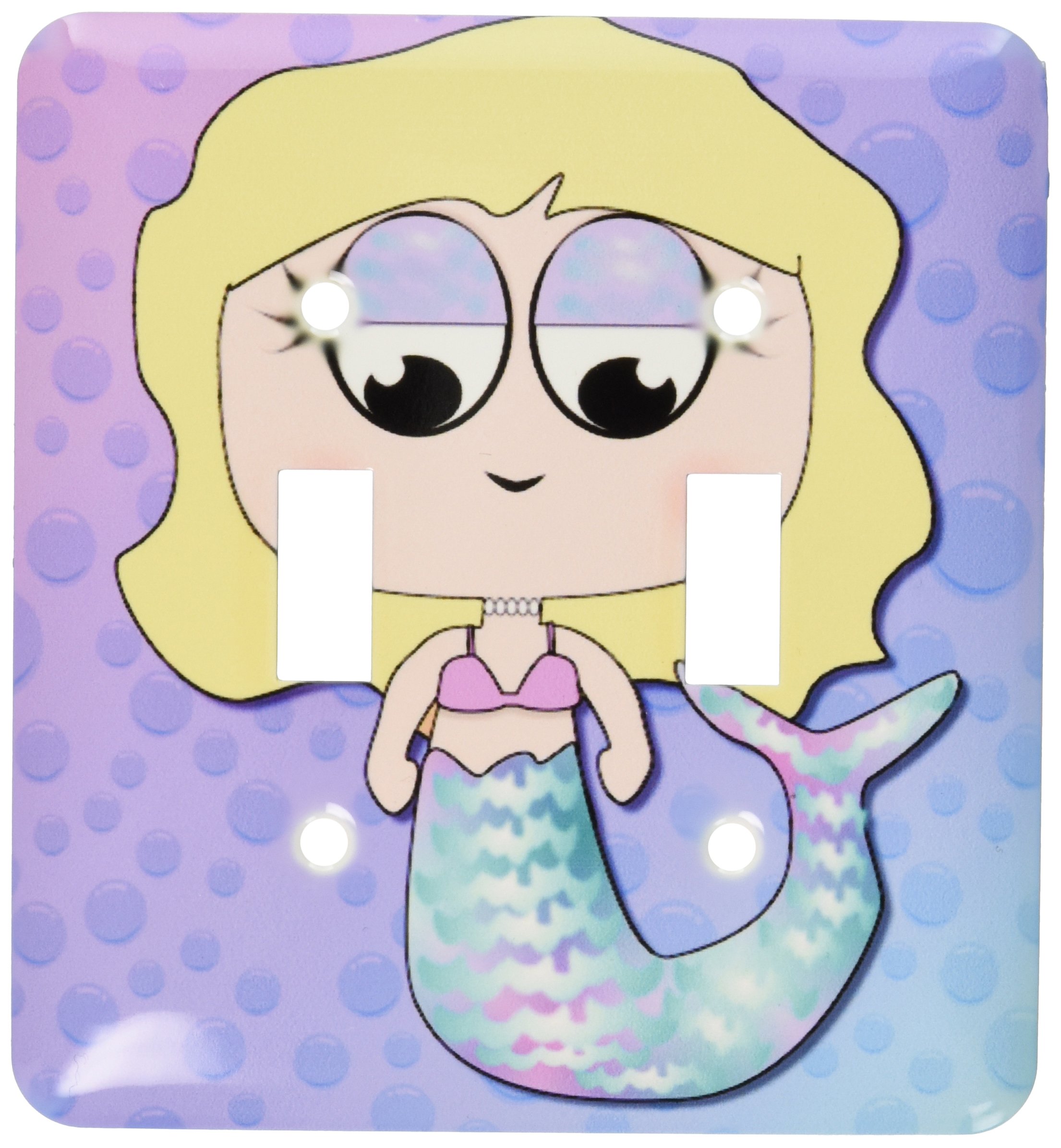 3D Rose Cute Blonde Mermaid Girl with Iridescent Fin & Bubbles - Fantasy Wall Art, Home Decor, Bedroom & Bathroom Decoration - Double Toggle Switch for Light Control