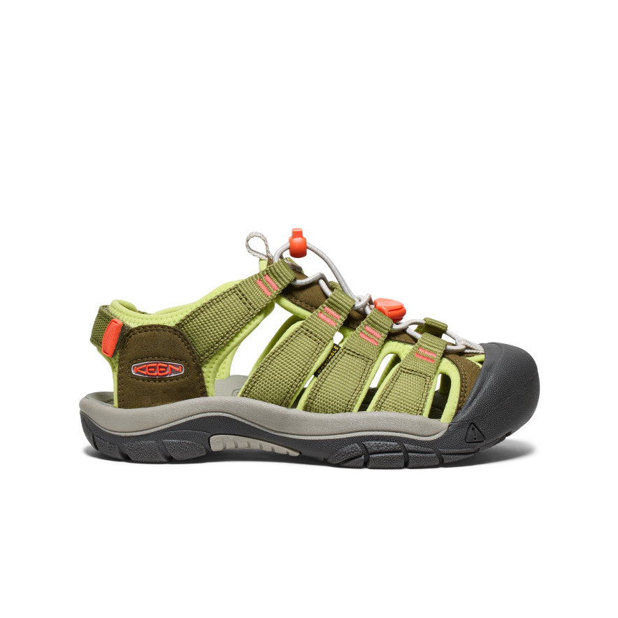 Newport Boundless Sandal for Big Kids - Dark Olive/Scarlet Ibis | Comfortable & Durable Kids' Sandals for Outdoor Play, Beach & Summer Adventures