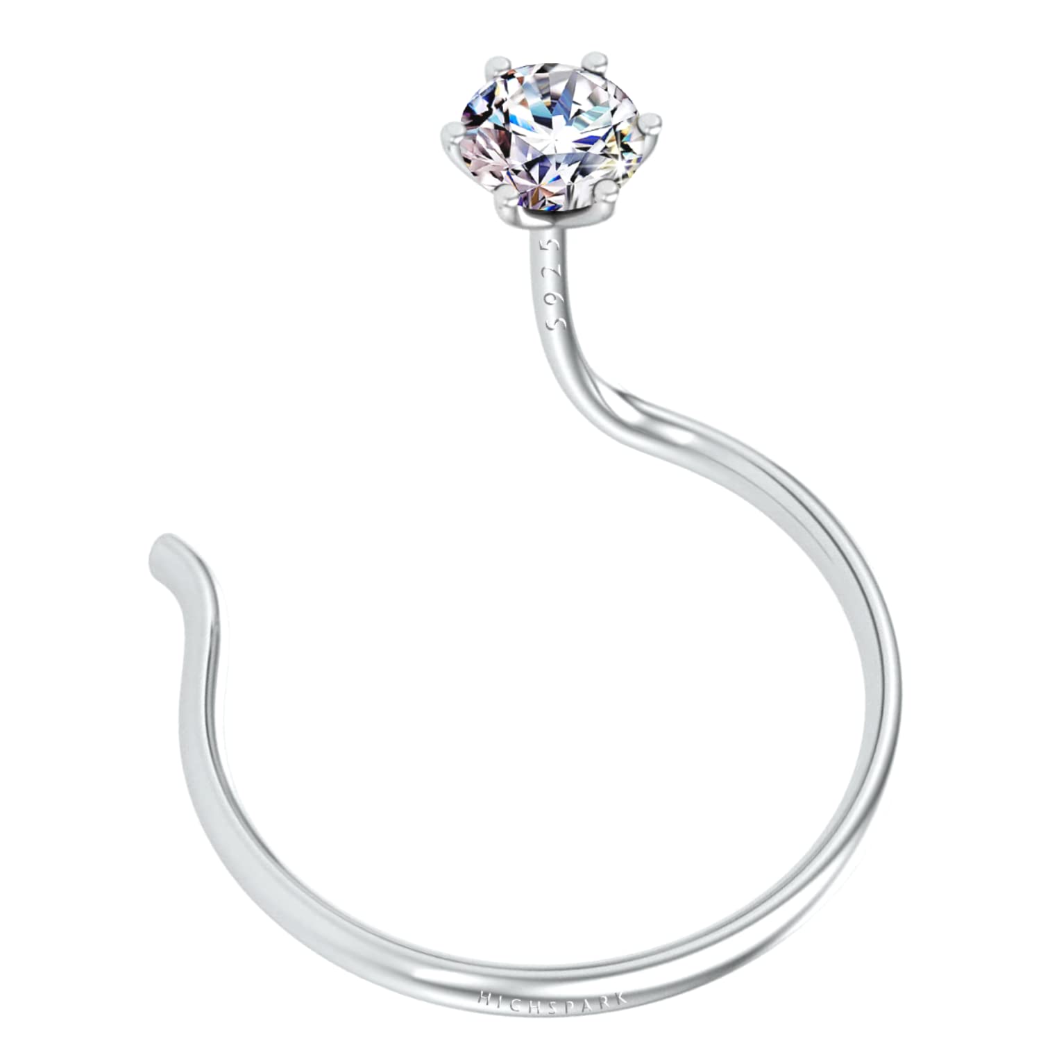HighSpark 92.5 Sterling Silver Nose Pin for Women | Simple & Elegant Nose Piercing Jewelry for Women & Girls | Perfect Gift for Birthday, Anniversary & Special Occasions | Everyday Wear & Party Accessories