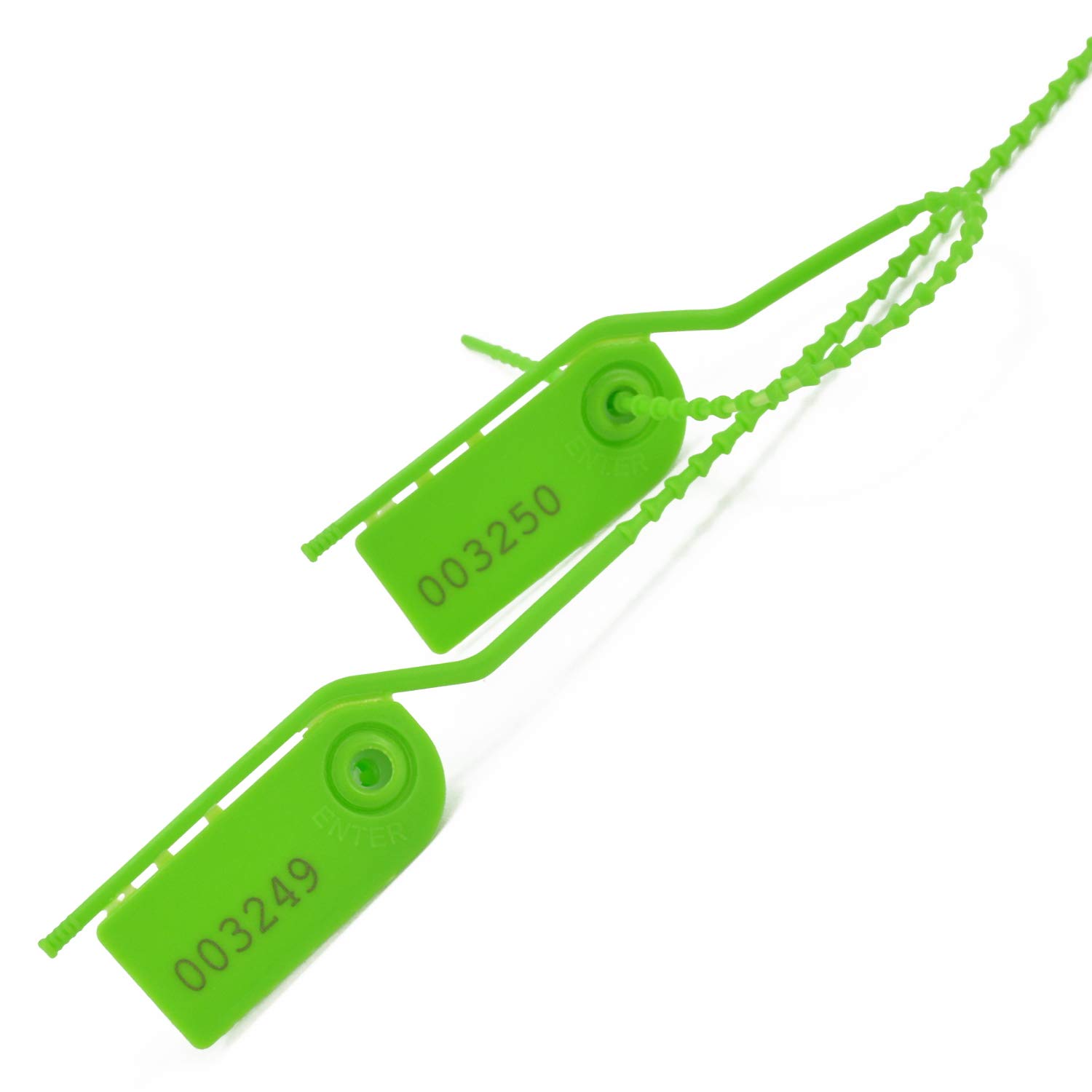 1000 Pull-Tite Tamper-Proof Security Seals - Numbered Plastic Beaded Locks with Adjustable Length (210mm, Green) for Clothing, Shoes & Bag Protection | Ideal for Retail Security, Warehouse Sealing & Luggage Safety