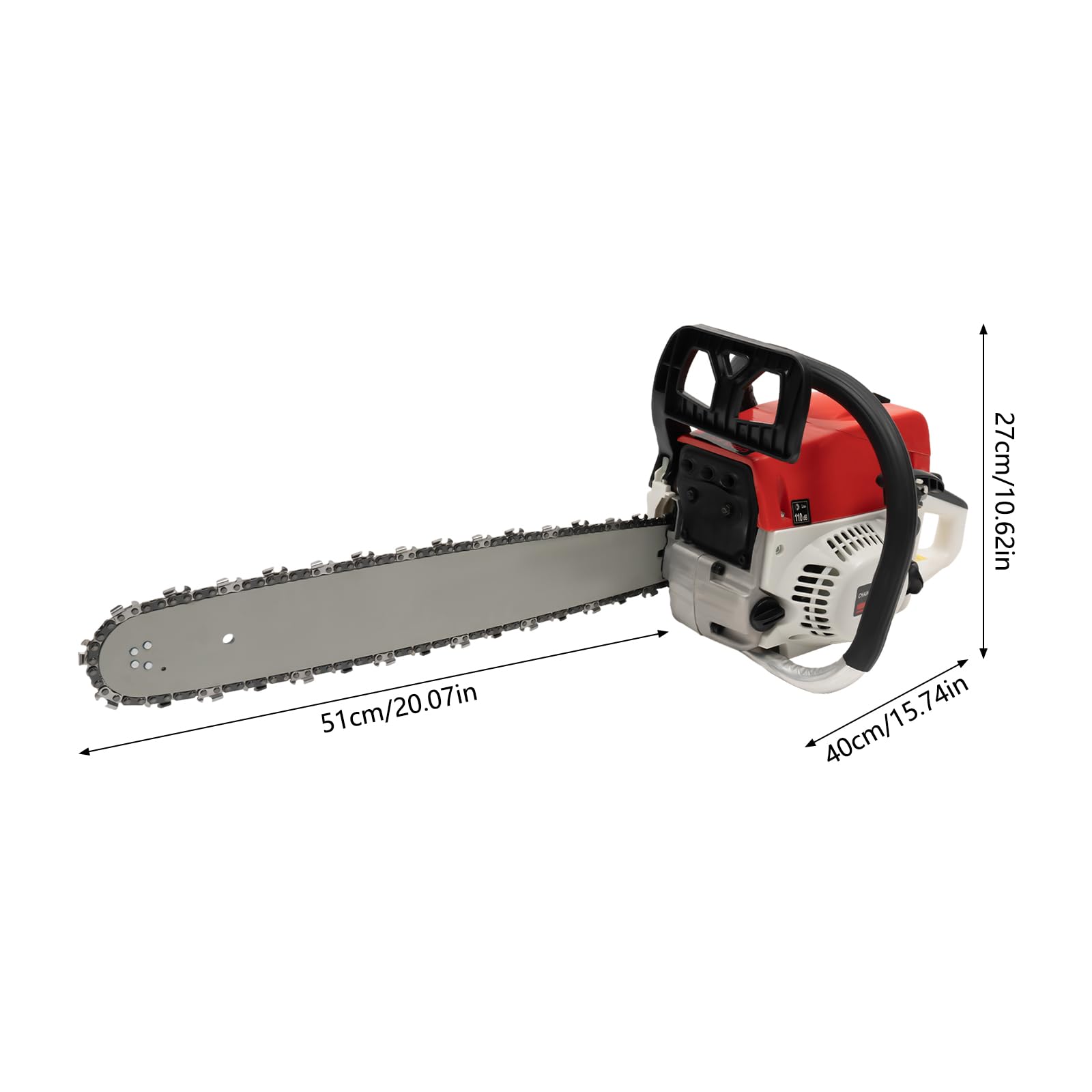 20 Inch 52CC Cordless Gas Chainsaw - Commercial Grade Gasoline Chainsaw for Wood Cutting, Tree Trimming & Logging - Handheld Petrol Chain Saw for Farm, Ranch, Garden & Forestry Use - Perfect for Landscaping, Firewood Preparation & Storm Cleanup