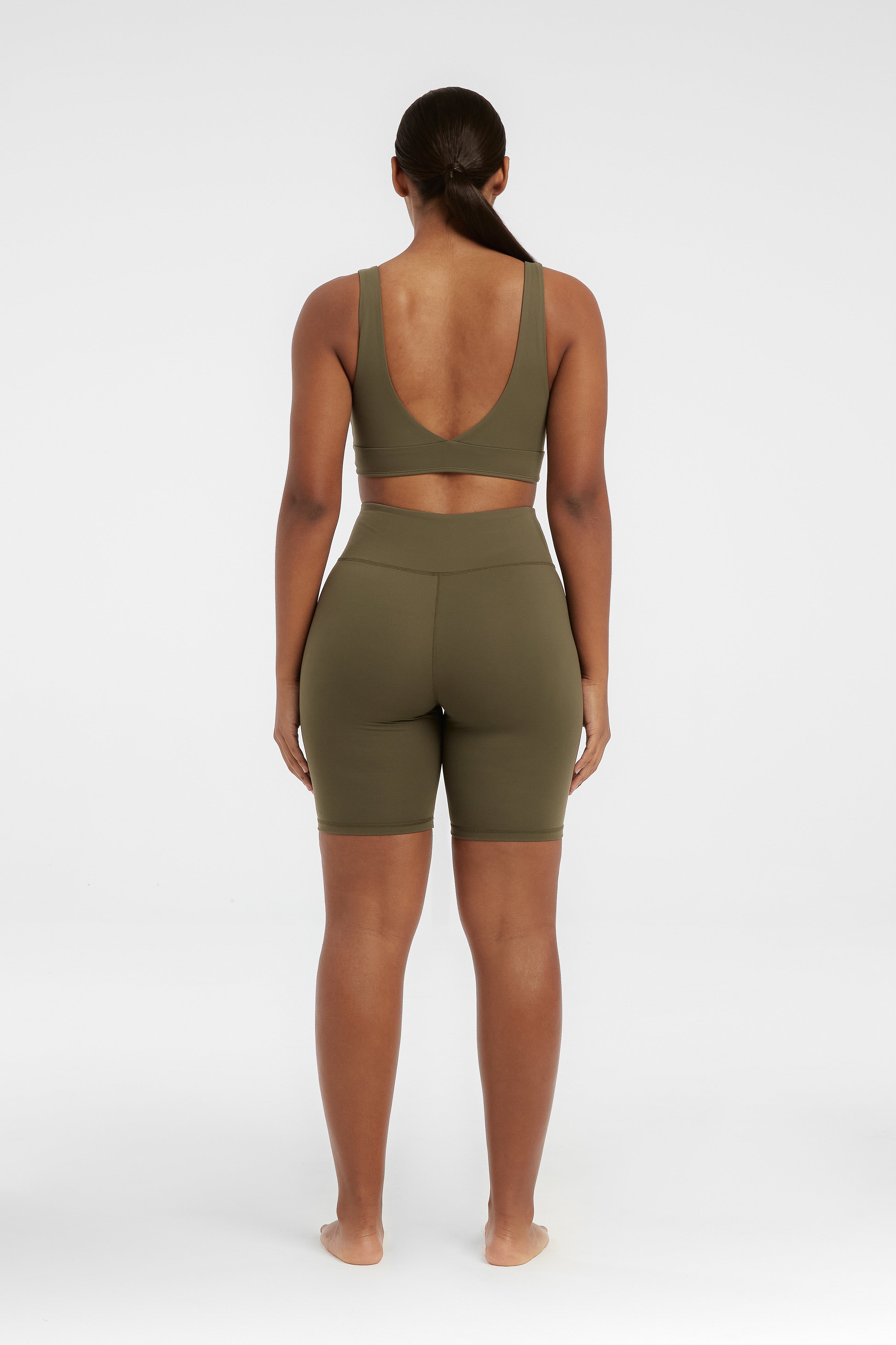 High Waist Sculpting Bike Shorts for Women - Tummy Control & Stretch Comfort - Perfect for Cycling, Workouts & Lounge Wear - Army Green