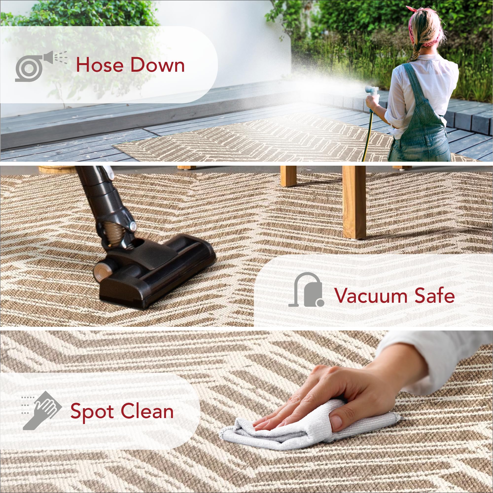 nuLOOM 6' x 9' Outdoor Performance Area Rug - OEKO-TEX Certified, Weather & Fade Resistant, High-Traffic Durable - Perfect for Patio, Deck, Balcony & Poolside Use