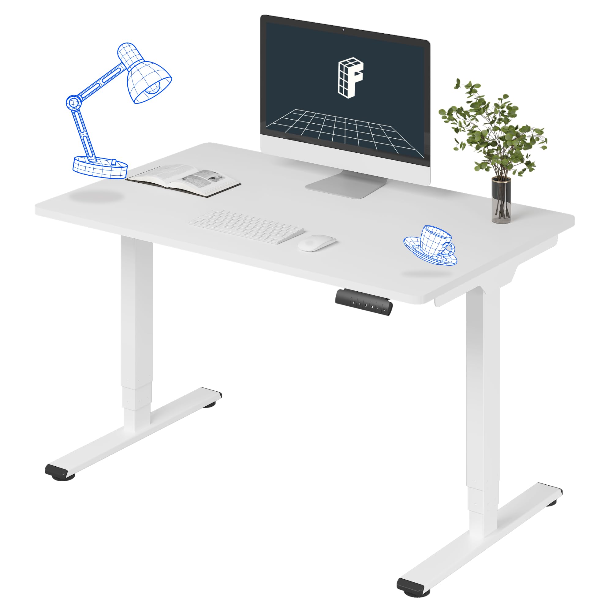 FLEXISPOT E6 Essential 3-Stage Dual Motor Electric Standing Desk 48x30 Inches - Height Adjustable Sit Stand Desk with Whole-Piece Board (White Frame & White Desktop) for Home Office, Gaming & Workspace Ergonomics