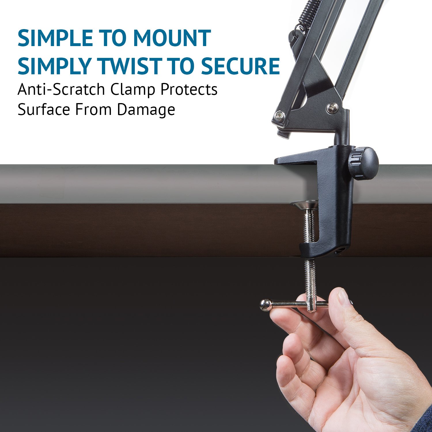 LyxPro DKR-1 Adjustable Microphone Boom Arm Stand with Swivel Mount & Desk Clamp - Compatible with Blue Yeti, Snowball & Other Studio Mics (Black) - Perfect for Podcasting, Streaming & Home Recording Studios