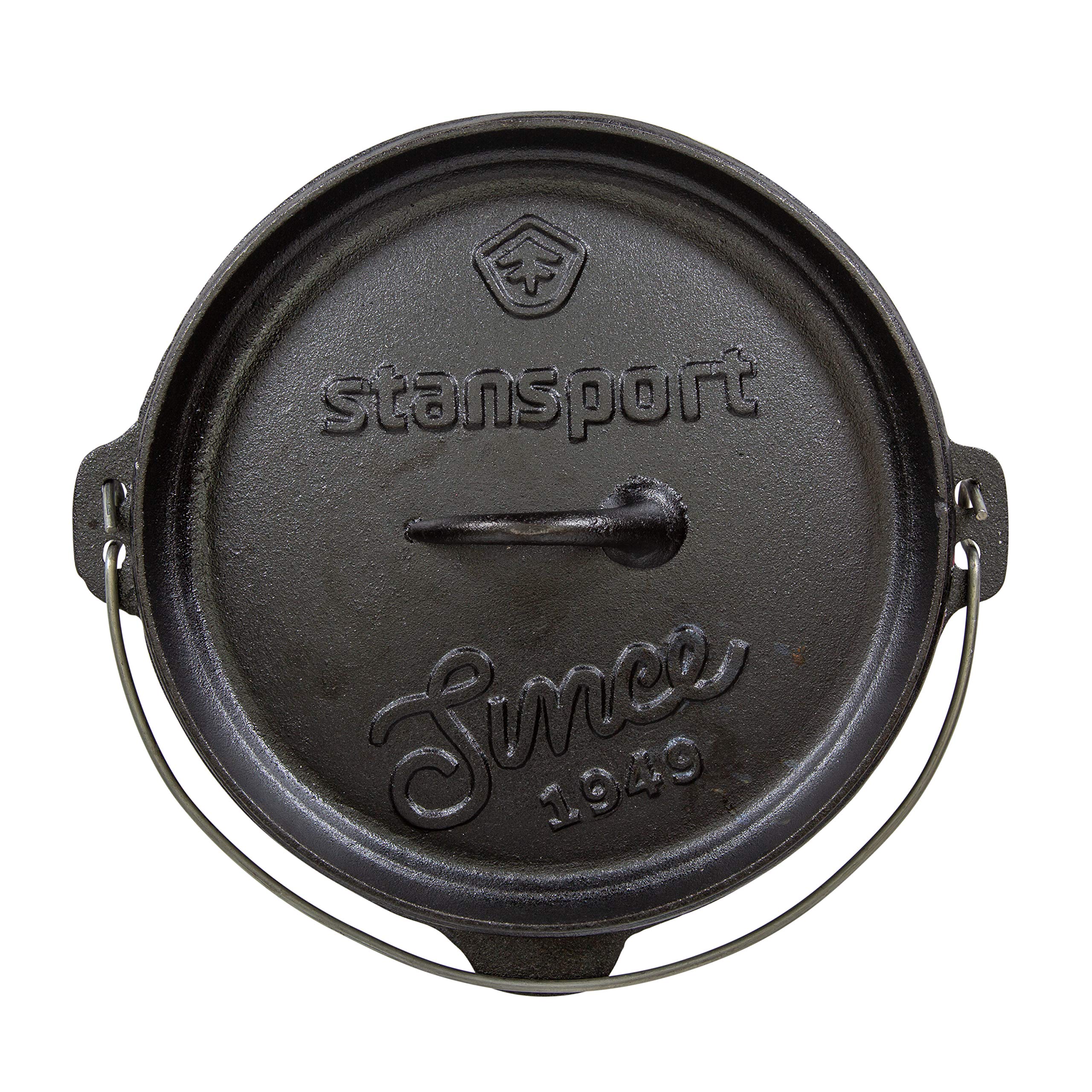 Stansport Pre-Seasoned Cast Iron Dutch Oven - 6 Quart Enameled Cast Iron Pot with Lid - Perfect for Camping, Baking Bread, Soups & Stews