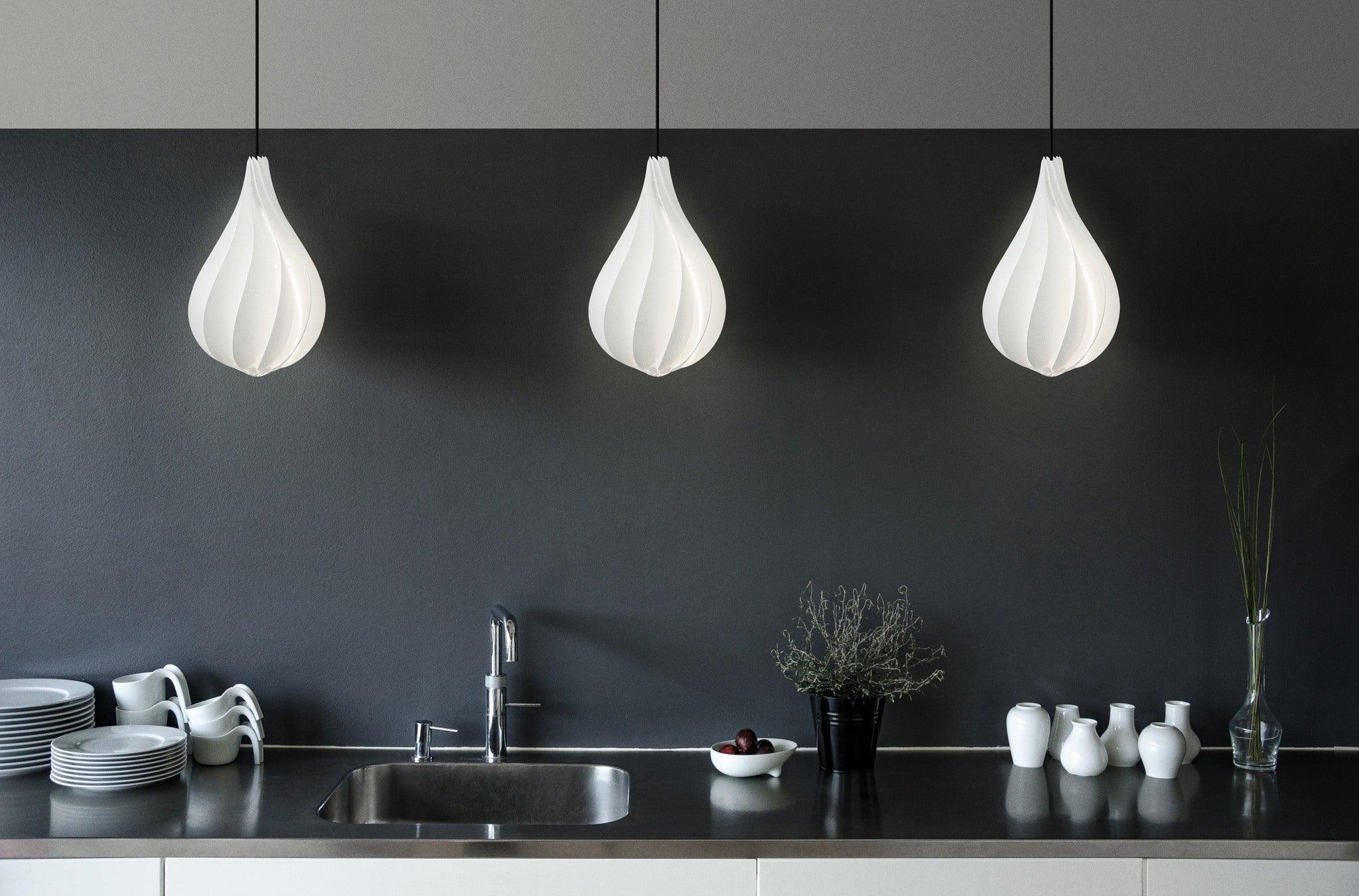 Modern Alva Pendant Light - Sleek Scandinavian Design Glass Ceiling Lamp for Kitchen Island, Dining Room & Bedroom Lighting