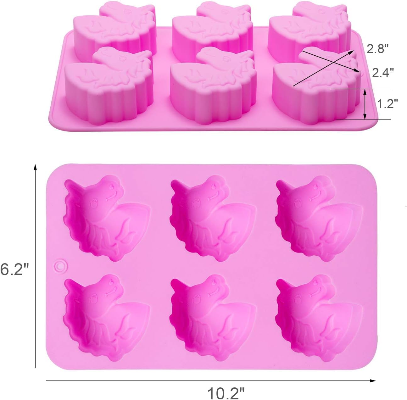 6-Cavity Unicorn Soap Molds & Bath Bomb Molds - Silicone Unicorn Head Cupcake Mold for Baking, Candy, Resin, Jelly, Chocolate - Perfect for DIY Crafts, Kids Baking Supplies & Party Treats