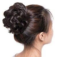 Brown Juda Bun Hair Extension with 12Pcs Red Rose Juda Pins - Perfect for Weddings, Anniversaries & Special Events | Women's & Girls' Hair Accessories for Bridal, Prom & Party Hairstyles