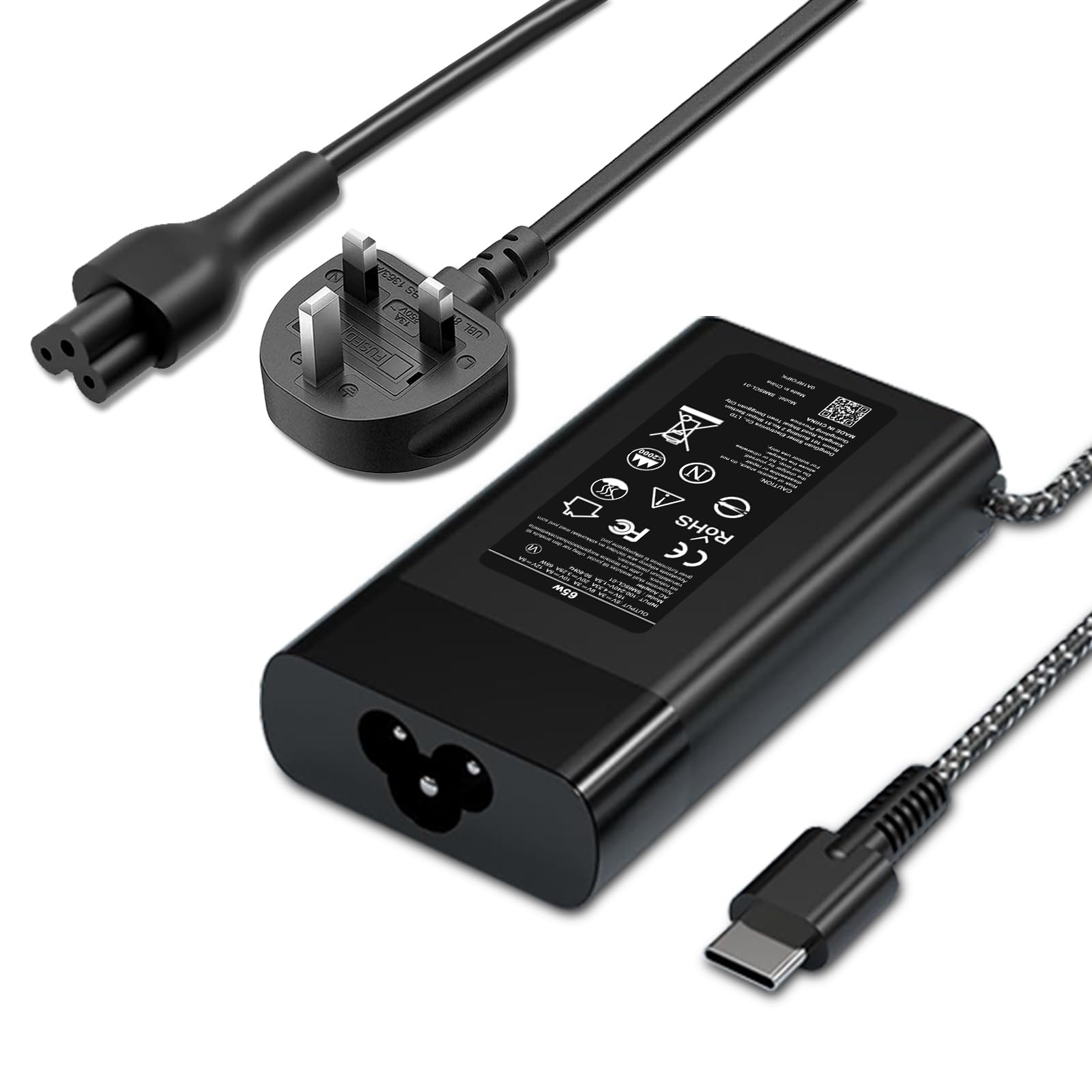 65W USB C Laptop Charger for HP Chromebook X360, Spectre X360, Elite x2, Pavilion - Fast Charging Power Adapter with Type C Cable - Perfect for Home, Office & Travel Use