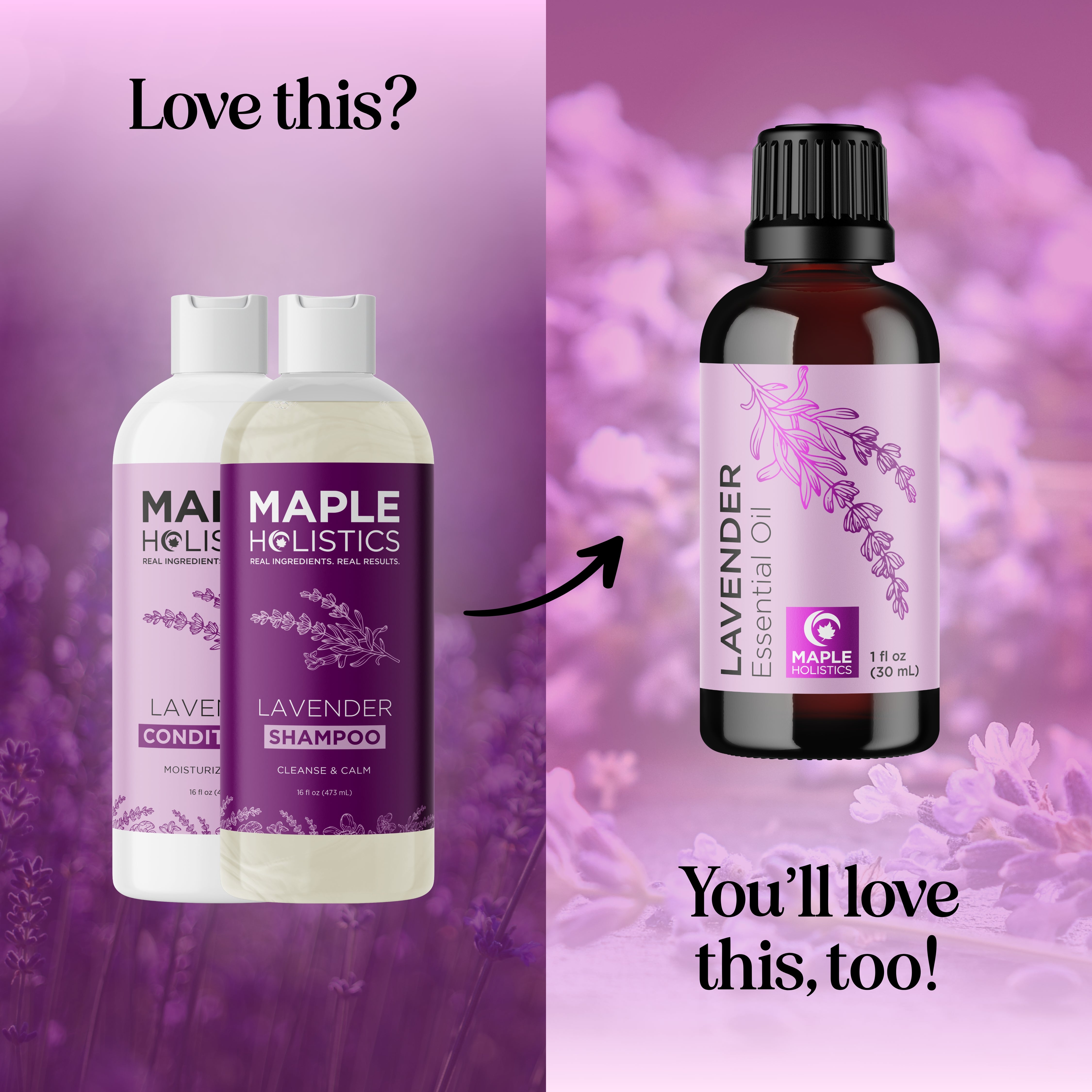 Organic Lavender Shampoo and Conditioner Set for Dry Hair - Sulfate Free, Hydrating & Soothing Hair Care Duo - Perfect for Relaxing Bath & Stress Relief