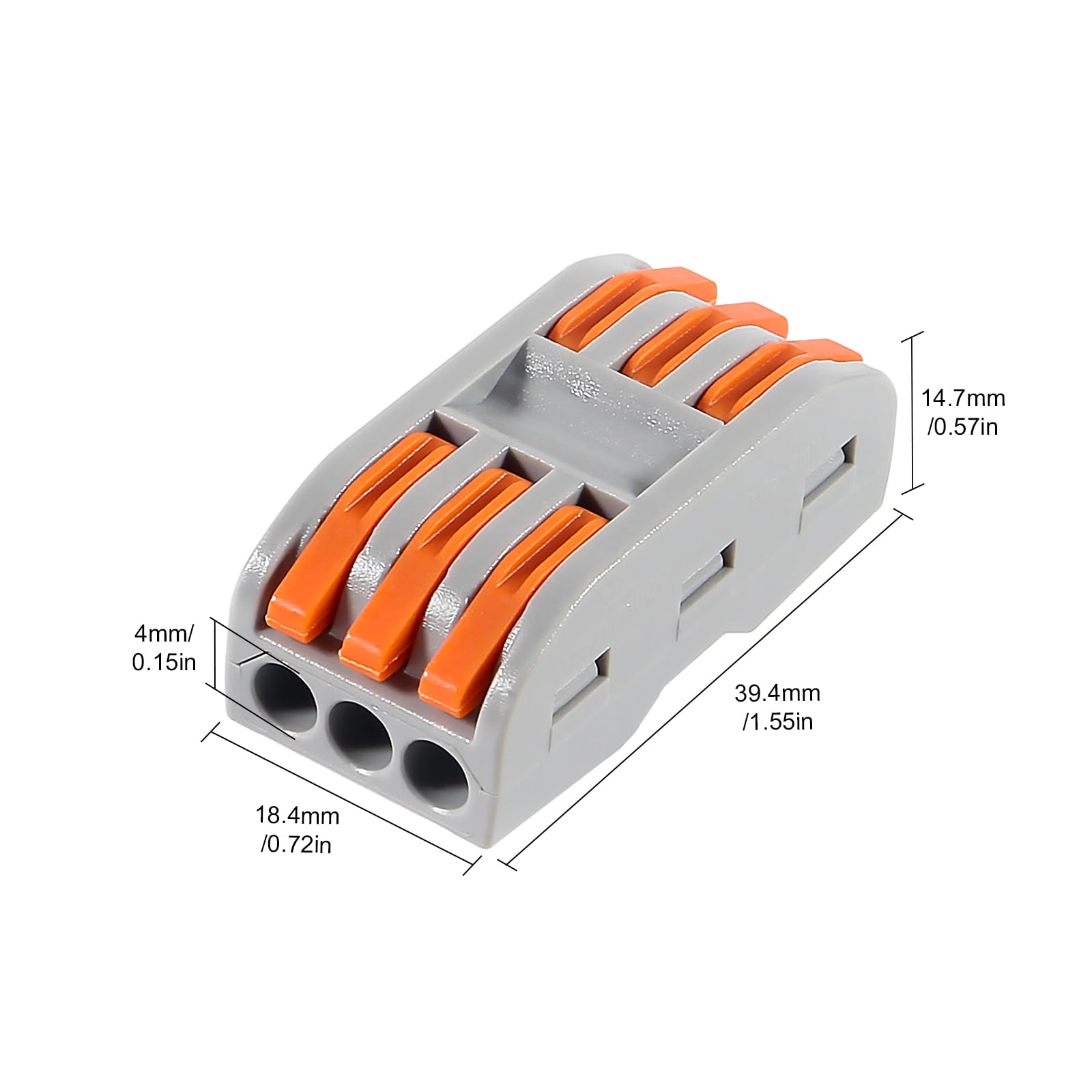 10pcs Lever Wire Connectors 3 Circuit Inline Splices - Electrical Quick Connect Wire Connectors 28-12 AWG for Home Wiring, DIY Projects & Electrical Repairs | SPL-3 Lever Nuts for Secure Connections