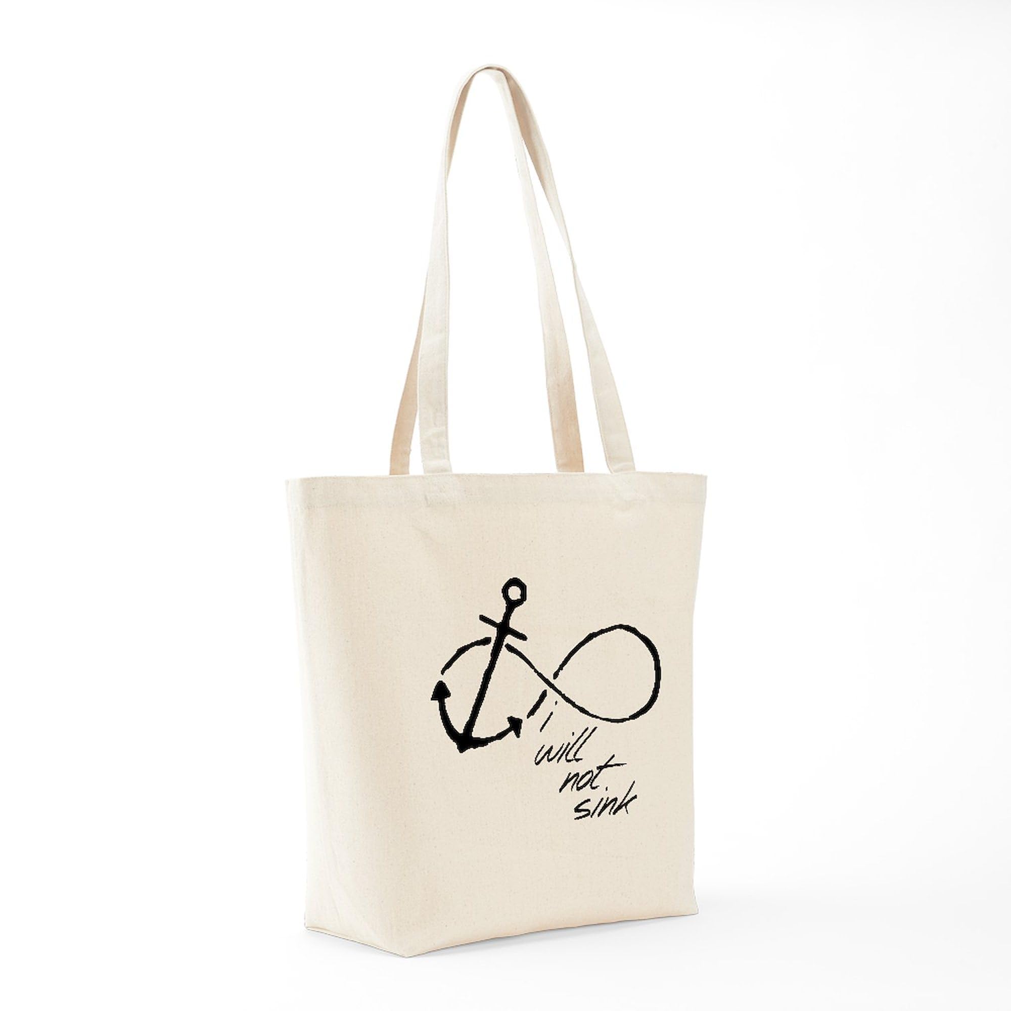 Infinity Anchor Refuse To Sink Tote Bag - Natural Canvas Reusable Shopping Bag for Beach, Grocery & Everyday Use | Motivational Gift for Women & Men