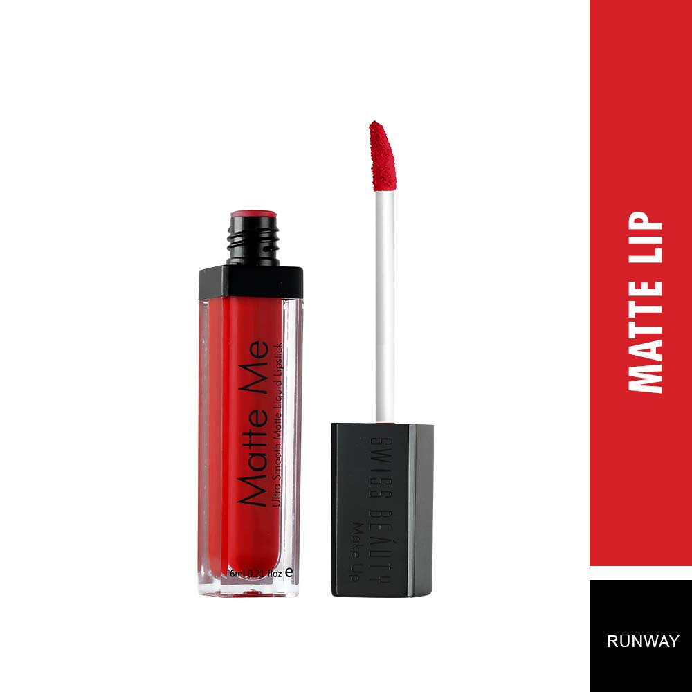 Swiss Beauty Ultra Smooth Matte Liquid Lipstick - Long Lasting, Weightless, Silky Matte Finish (Shade: Runway, 6ml) for Everyday Wear, Parties & Special Occasions