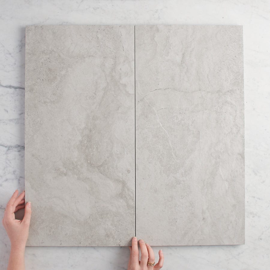 Byron Travertine Look Grey Matte Porcelain Tile - Premium Flooring for Kitchen, Bathroom & Living Room - Durable & Stylish Home Decor
