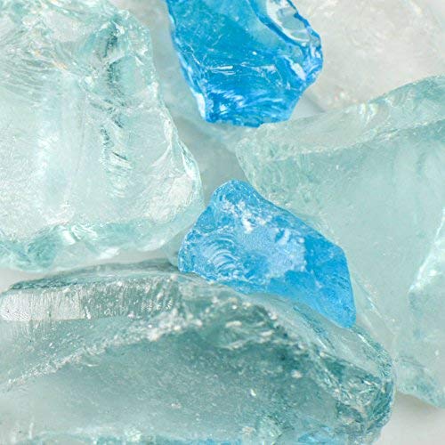 Caribbean Mix Blue Landscape Glass - 50 lbs Medium Fireplace & Garden Decorative Rocks for Outdoor Landscaping, Aquariums, and Fire Pits