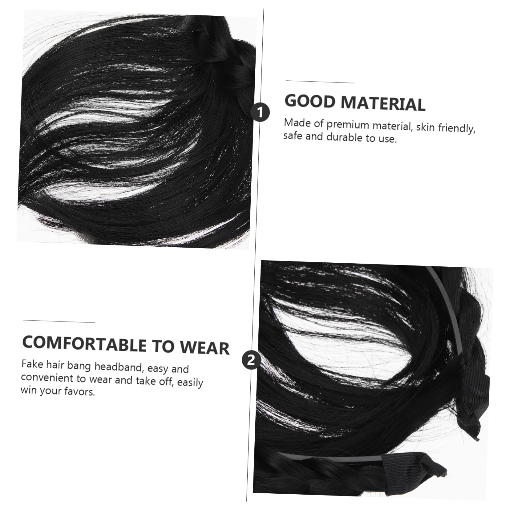 Minkissy 2-Piece Plated Headband Wig Set with Fake Bangs - Women's Hair Extensions & Hairpieces for Wigs with Bangs, High-Temperature Wire Artificial Braid - Perfect for Cosplay, Daily Wear & Special Occasions