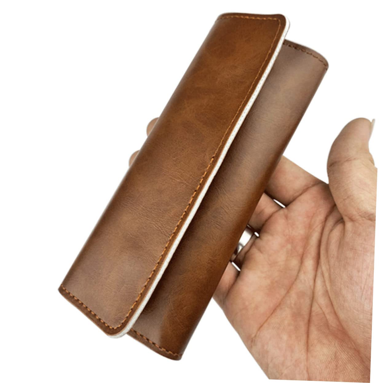 1pc PU Brown Eyelash Tweezer Storage Bag Holder - Organizer for Makeup Tweezers, Lash Extensions & Facial Tools - Perfect for Salon, Travel & Home Use