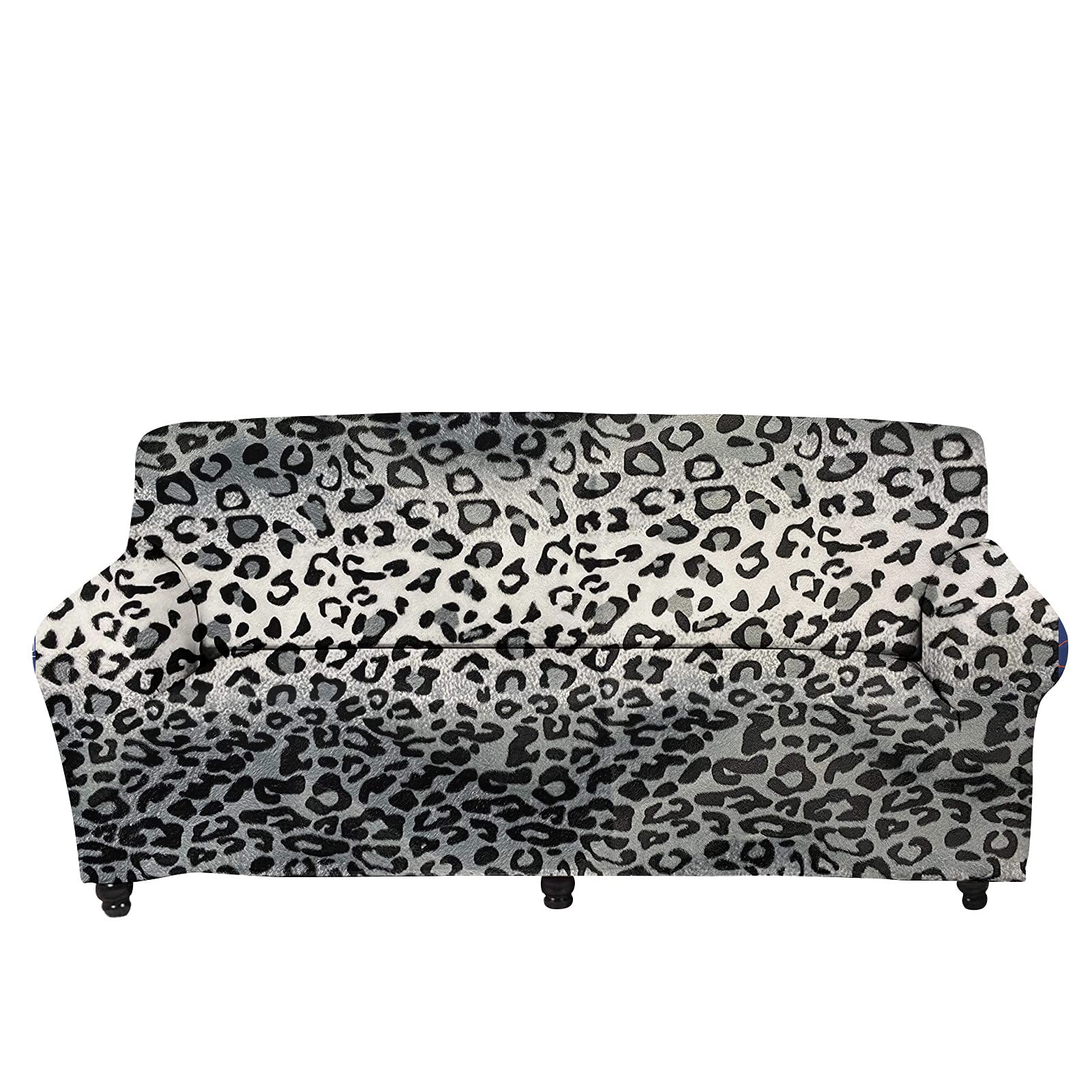 Stylish Leopard Print Elastic Sofa Slipcover - Soft Furniture Protector for 2-Seater Couches (Grey) | Perfect for Living Room Decor & Pet-Friendly Home