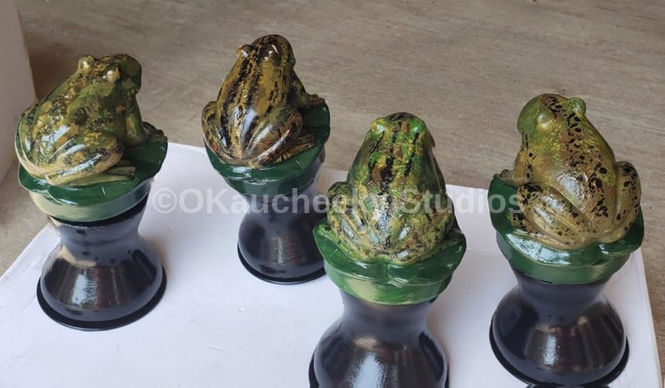 Heavy Duty Decorative Steel Rolling Hose Guide - Hand Painted in USA, Frog Forest Green - Perfect for Garden, Yard & Outdoor Watering Systems