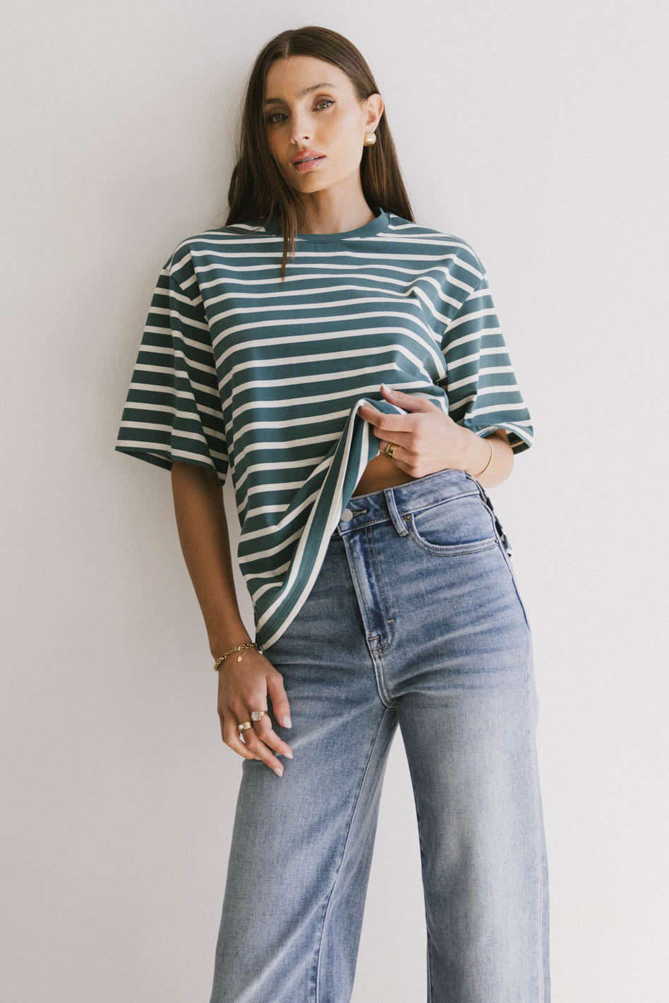 Freddie Striped Tee in Teal | Soft Cotton Crewneck T-Shirt for Men | Casual Wear & Everyday Outfits | FINAL SALE