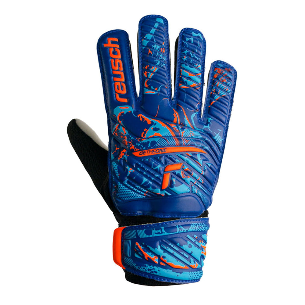 Reusch Attrakt Starter Solid Goalkeeper Glove - Blue/Orange - Perfect for Soccer Training & Matches