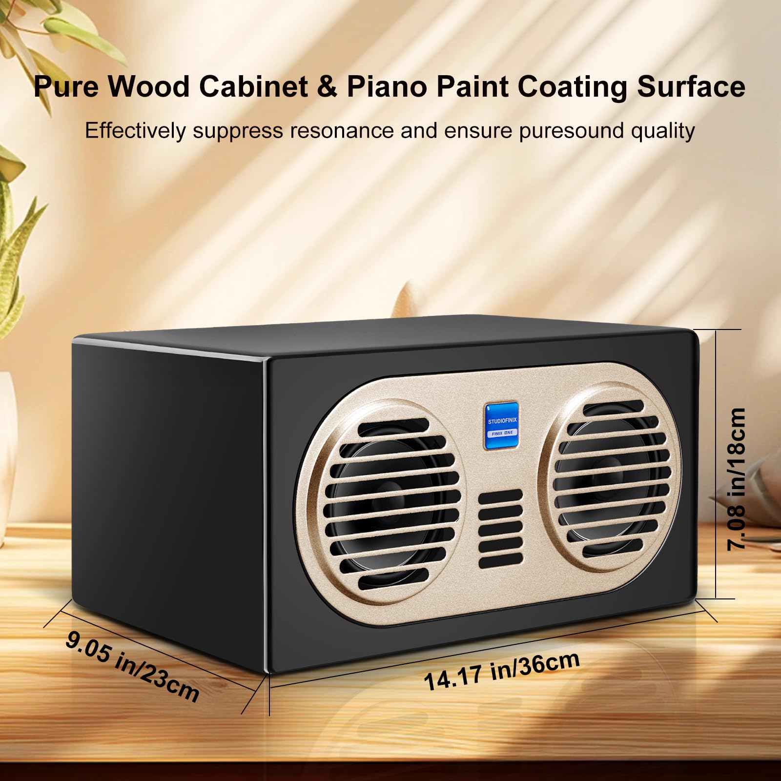 STUDIOFINIX 100W Wireless Bluetooth Bookshelf Speakers - 4 Inch Wooden Retro Home Audio System with Bluetooth for Home, Party, Office (Black) | Perfect for Living Room, Bedroom, Outdoor Gatherings & Workspace