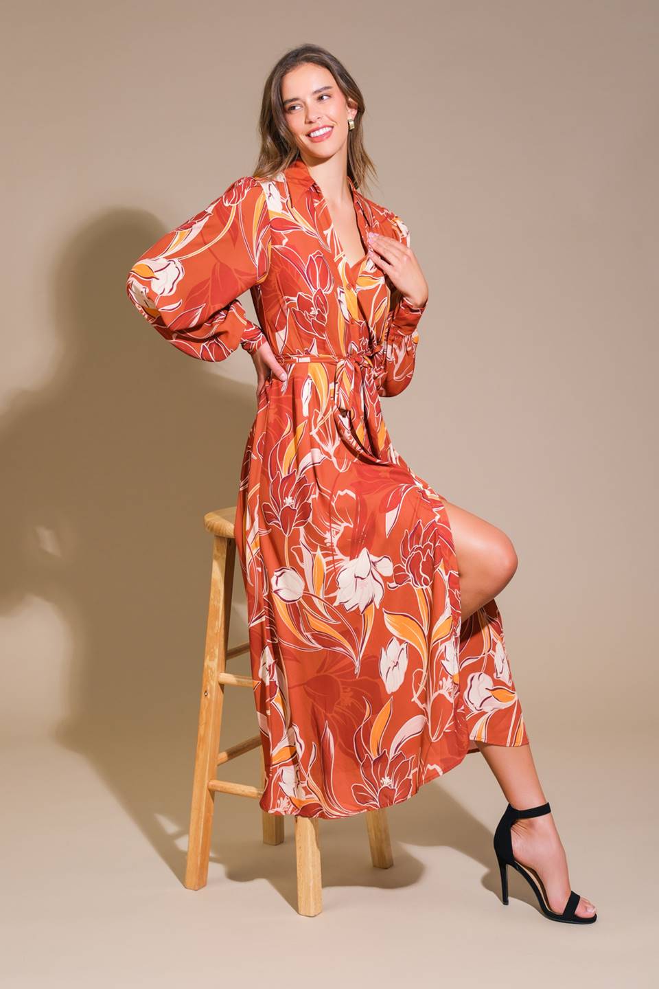 Blooming Radiance Woven Midi Dress for Women - Floral Print Summer Dress for Beach, Party & Wedding Occasions