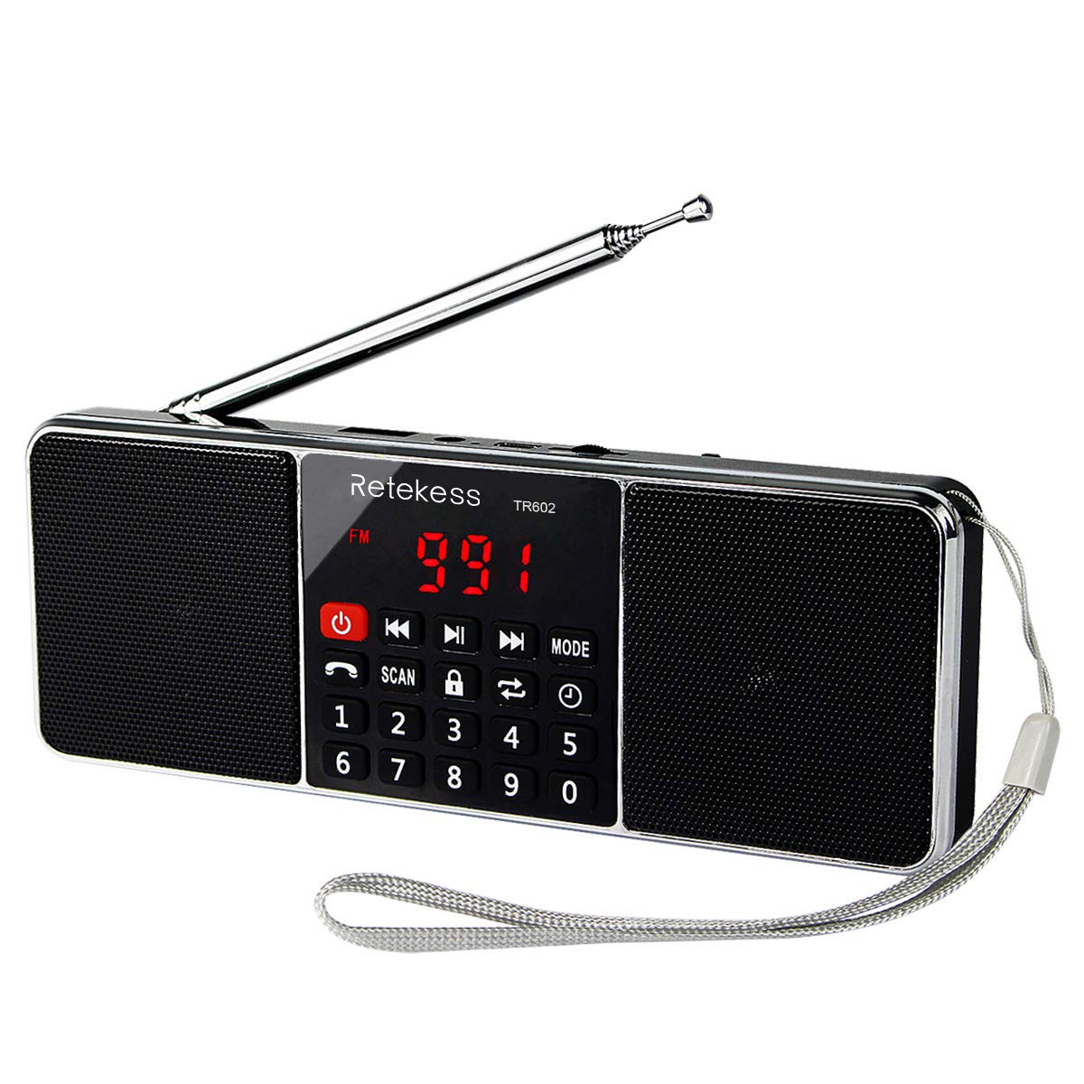 Retekess TR602 Portable Bluetooth Radio with FM Stereo, Rechargeable MP3 Player, Dual Speakers, AUX/TF/USB Input, Sleep Timer - Perfect for Home, Office, Travel & Outdoor Activities (Black)