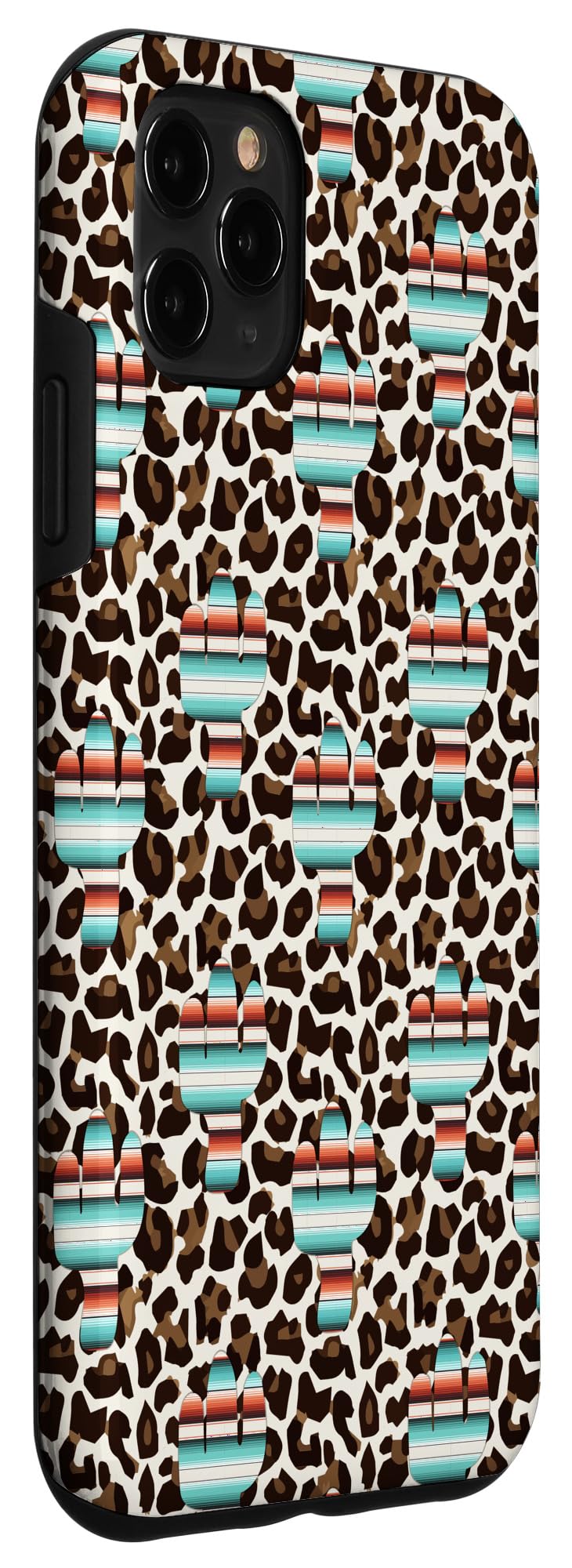 iPhone 11 Pro Max Case - Funny Leopard Cheetah Serape Cactus Print with Turquoise Pattern | Slim Protective Cover for Daily Use, Travel & Outdoor Activities