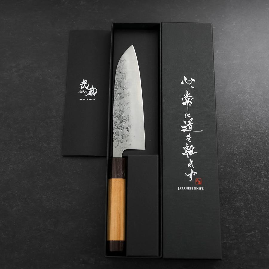 Premium Santoku Knife 165mm - SLD Nashiji Blade with Washi Double Shitan Cherry Wood Handle - Perfect for Slicing, Dicing & Precision Cooking