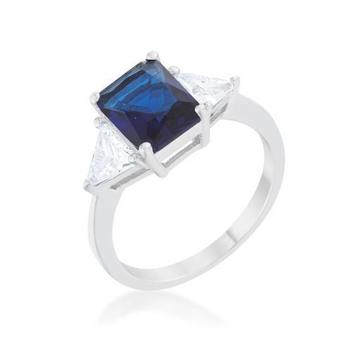 Exquisite Classic Sapphire Rhodium Engagement Ring for Women - Vintage Inspired Wedding Band, Anniversary Gift for Her - Perfect for Proposals, Bridal Jewelry & Special Occasions