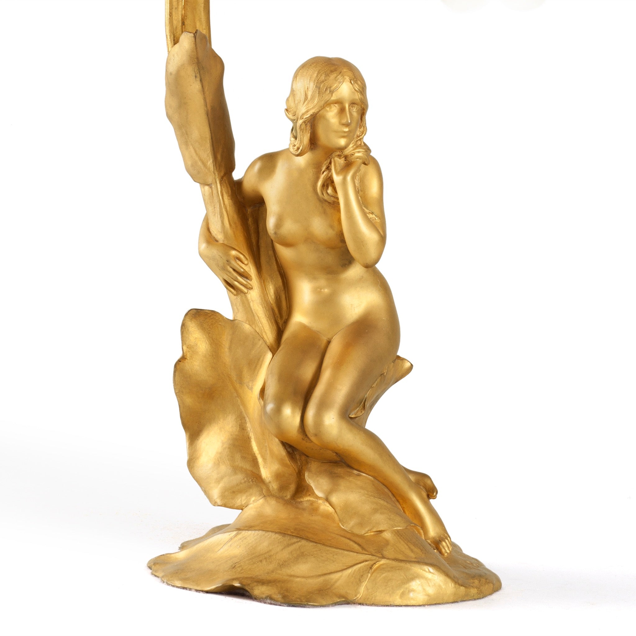 Maurice Bouval Femme aux Nénuphars Art Nouveau Figural Sculpture with LED Lighting - Elegant Home Decor for Living Room, Bedroom, or Office