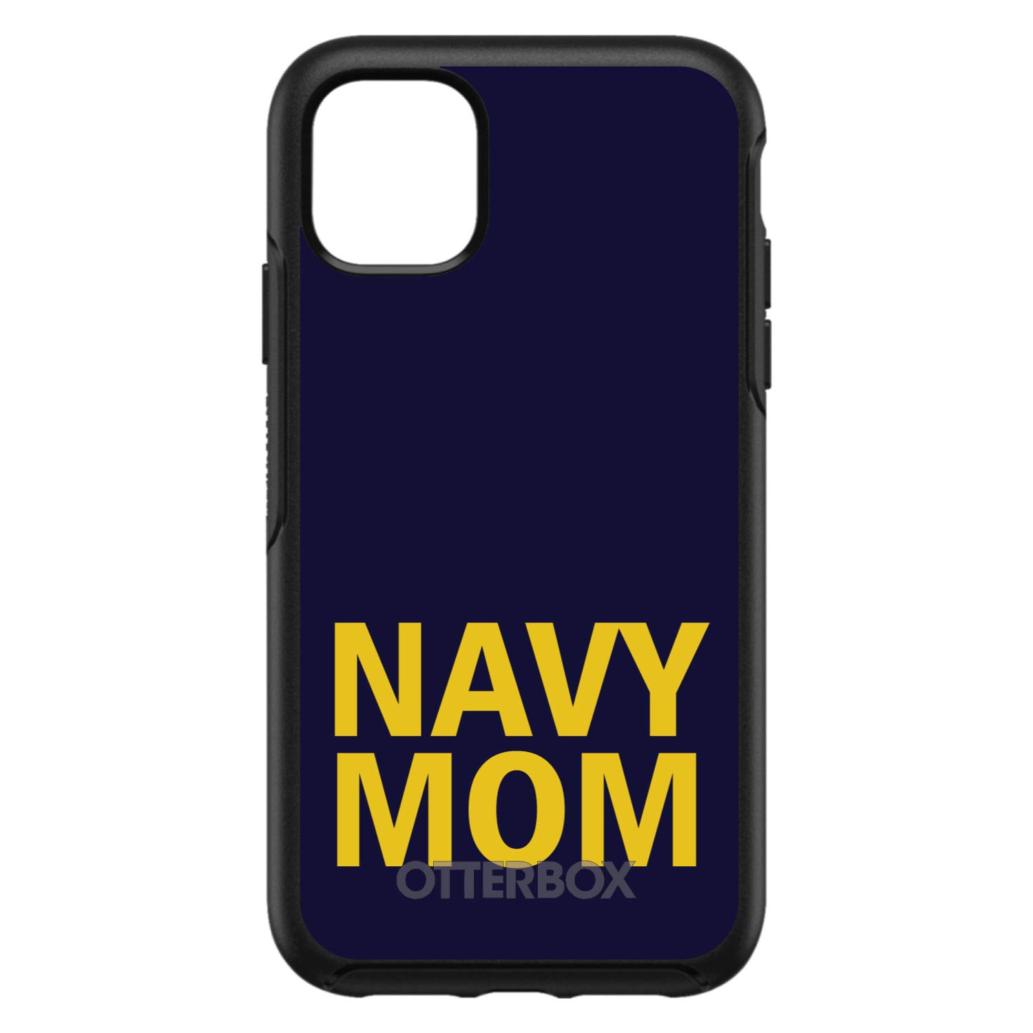 DistinctInk iPhone 13 Pro Case (6.1 Inch) - Premium Protective Cover | OtterBox Symmetry Alternative in Custom Black with Yellow Navy Mom Design - Military Support Phone Case for Everyday Use & Outdoor Activities