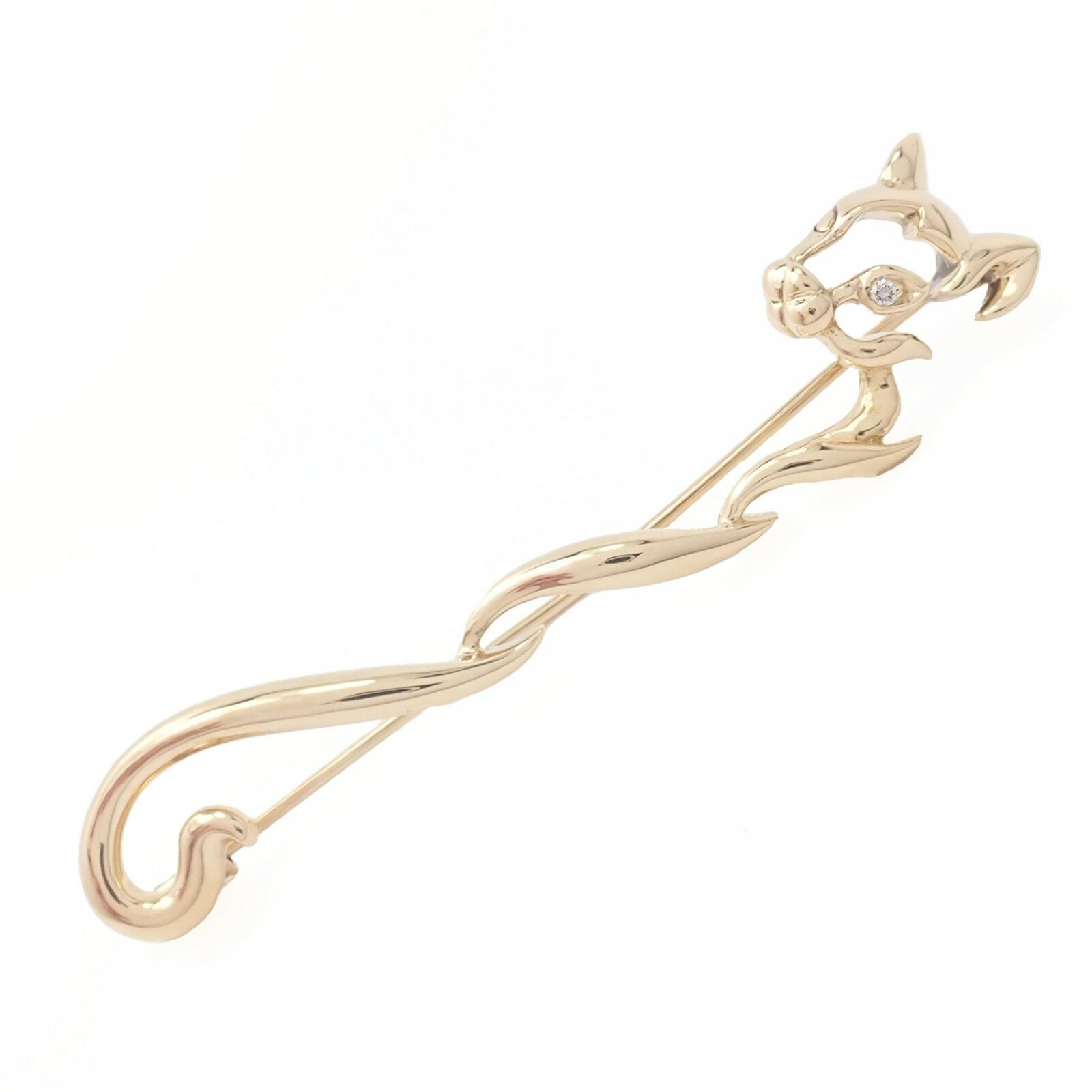 Authentic Asprey 18K Yellow Gold Diamond Panther Pin Brooch - Luxury Jewelry Gift for Women, Perfect for Formal Events & Special Occasions