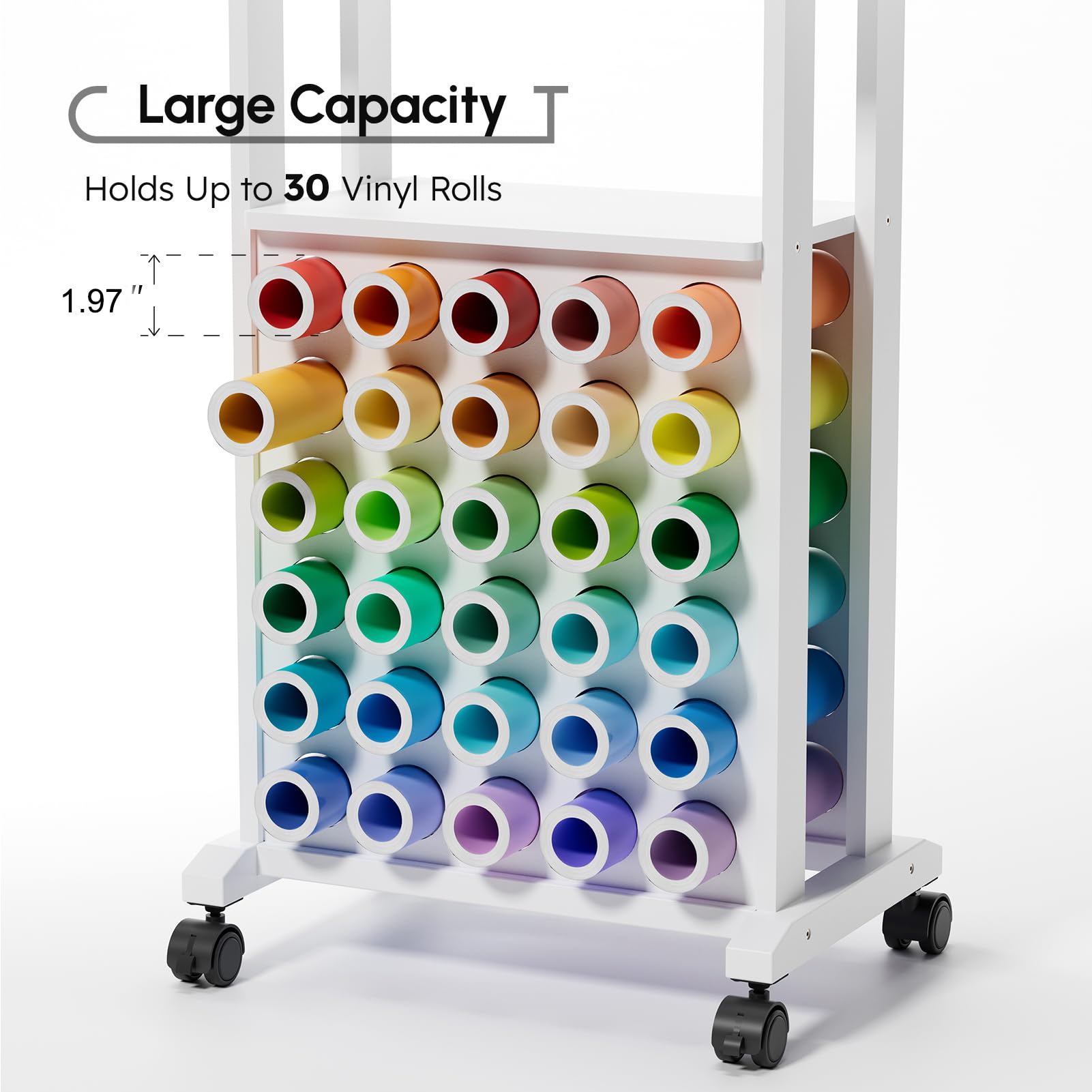 30-Slot Rolling Craft Storage Cart for Cricut Machines | Vinyl Roll Organizer & Craft Table Workstation | Compact Removable Design for Craft Room & Home Organization | Perfect for Scrapbooking, DIY Projects & Crafting Spaces
