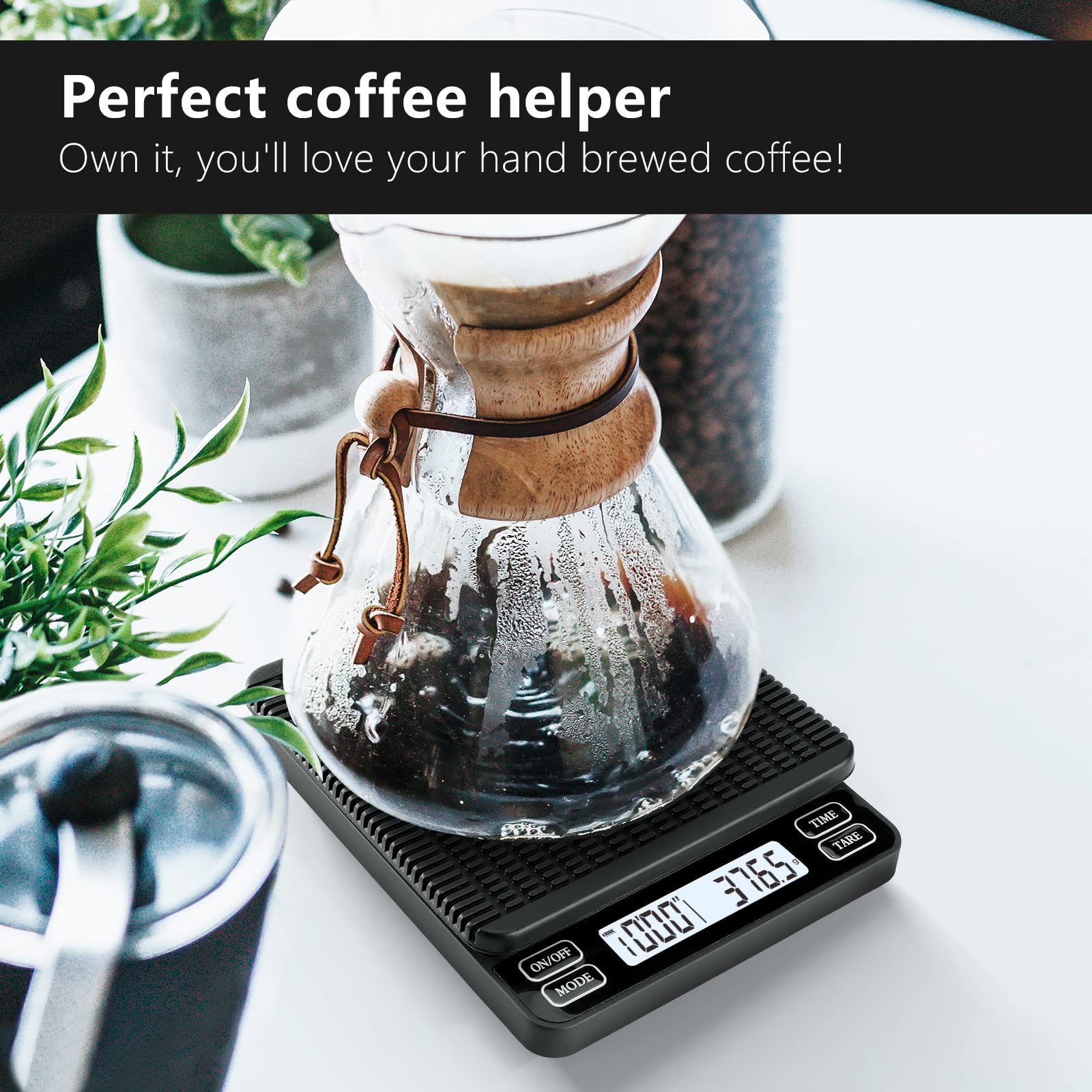 Premium Digital Coffee Scale with Timer - 2000g/0.1g High Precision USB Rechargeable Espresso Scale for Pour Over, Drip Coffee & Cooking | Perfect for Home Baristas, Coffee Shops & Kitchen Use