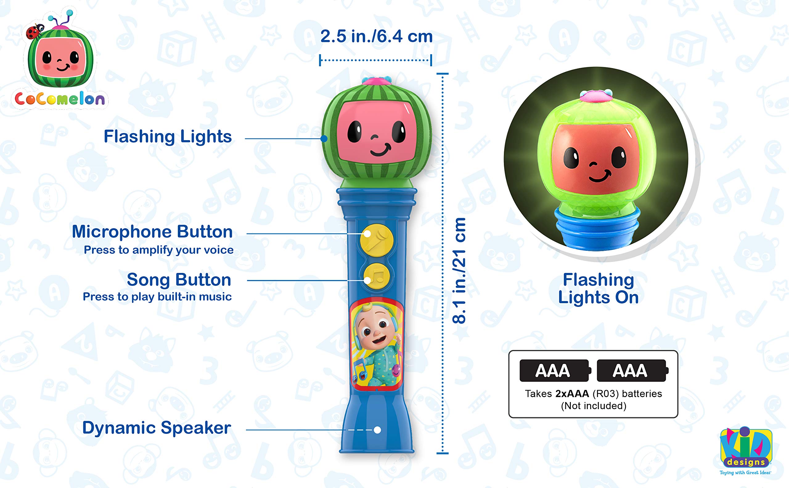 **Cocomelon Kids Toy Microphone with Built-in Songs - Musical Microphone for Toddlers & Children, Perfect for Singing & Pretend Play - Ideal Gift for Cocomelon Fans**    *(Use Case: Birthday Gifts, Party Favors, Preschool Learning, Interactive Playtime)*