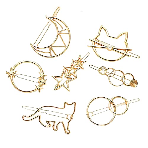 Stylish Geometric Metal Hair Clips for Women & Girls - Ale-van Art Barrettes in Assorted Colors & Designs (Pack of 6) - Perfect for School, Parties & Everyday Hairstyles