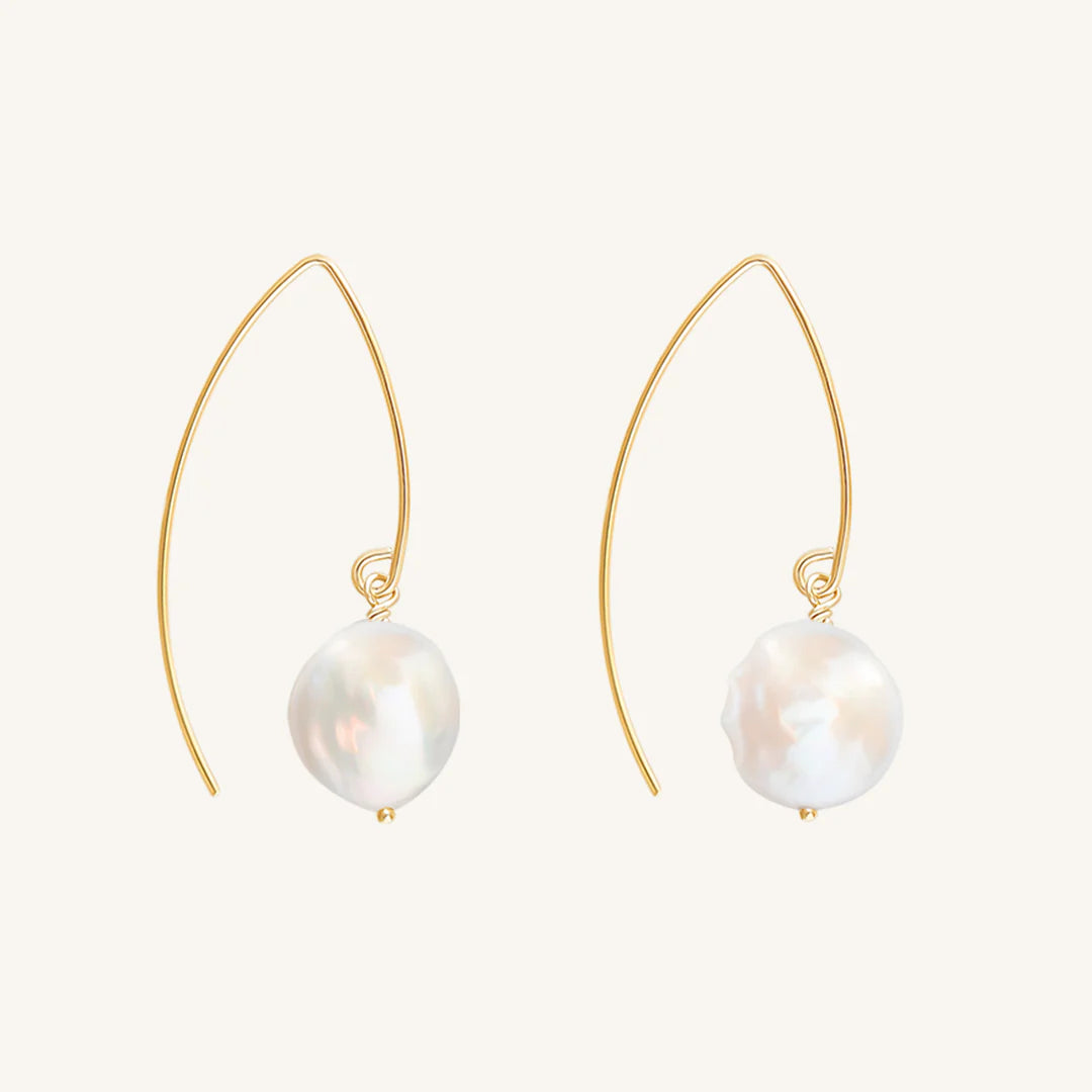 Sirena Pearl Earrings for Women - 14K Gold Plated Freshwater Pearl Stud Earrings - Elegant Gift for Her - Perfect for Weddings, Parties & Everyday Wear