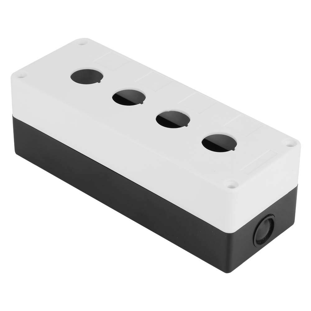 22mm Waterproof Push Button Switch Control Box - BX4 Four Holes Protective Enclosure (Yellow/White) for Industrial Equipment, Machinery & Electrical Control Panels